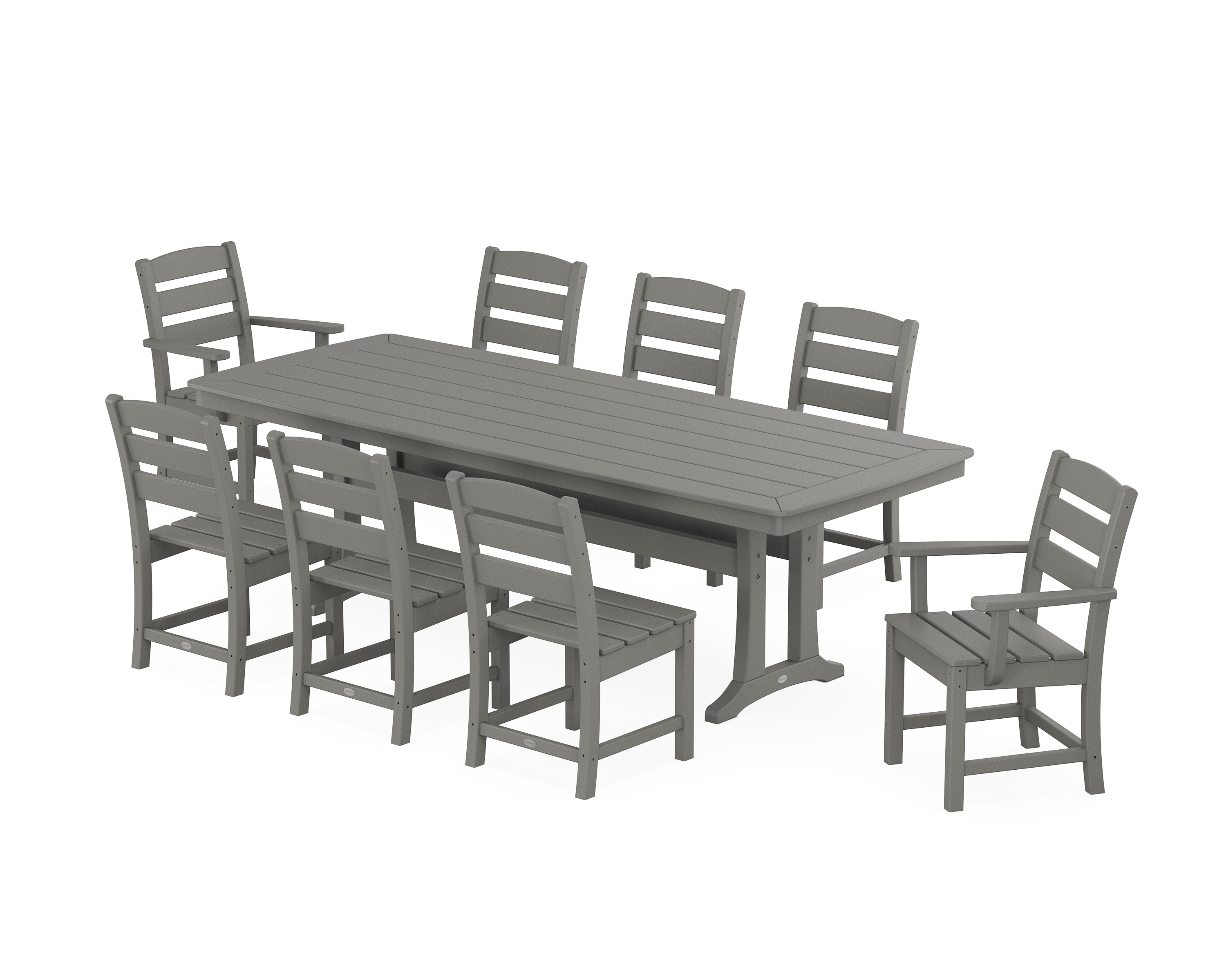 POLYWOOD® Lakeside 9-Piece Dining Set with Trestle Legs in Slate Grey