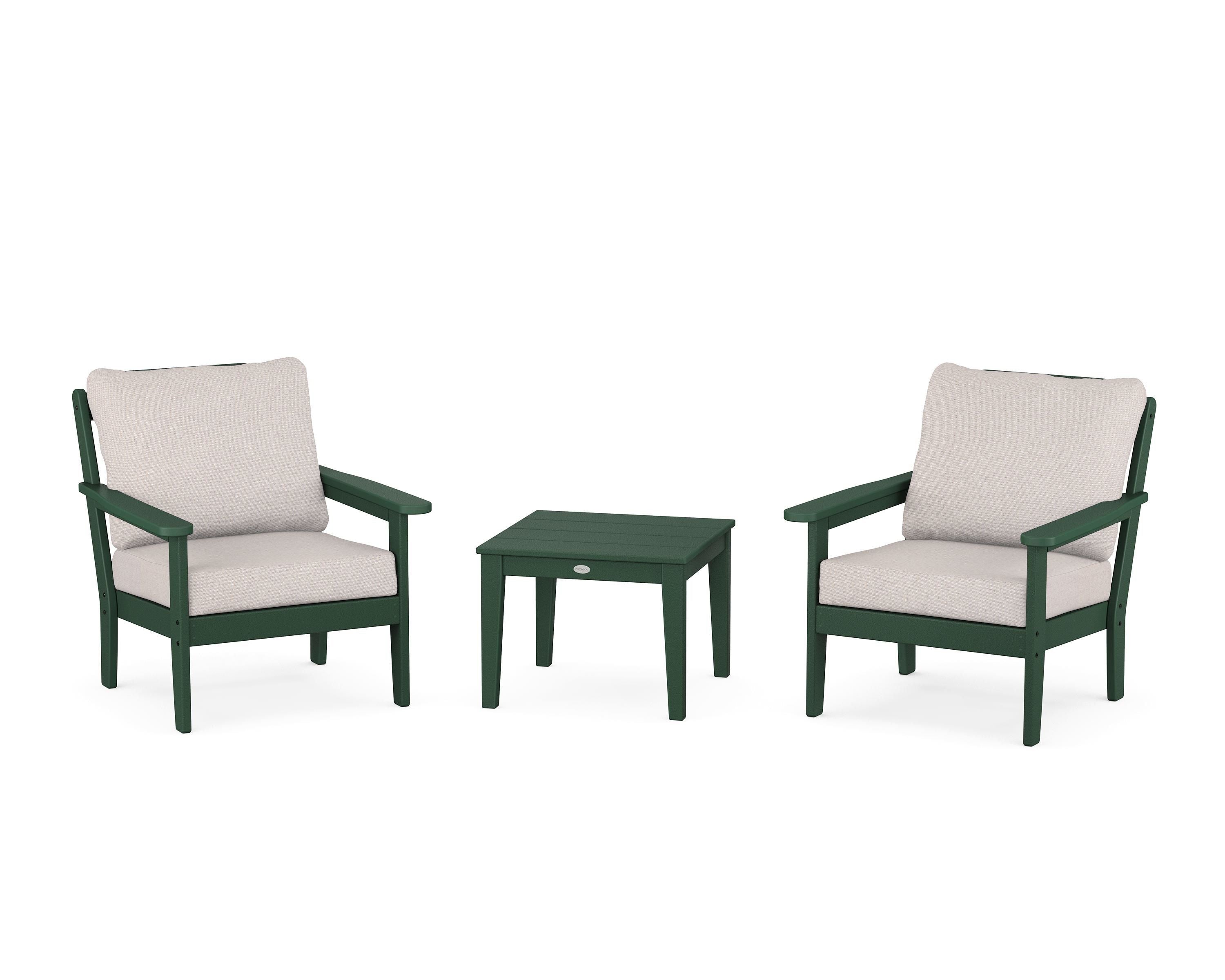 Country Living Cottage 3-Piece Deep Seating Set in Green / Dune Burlap