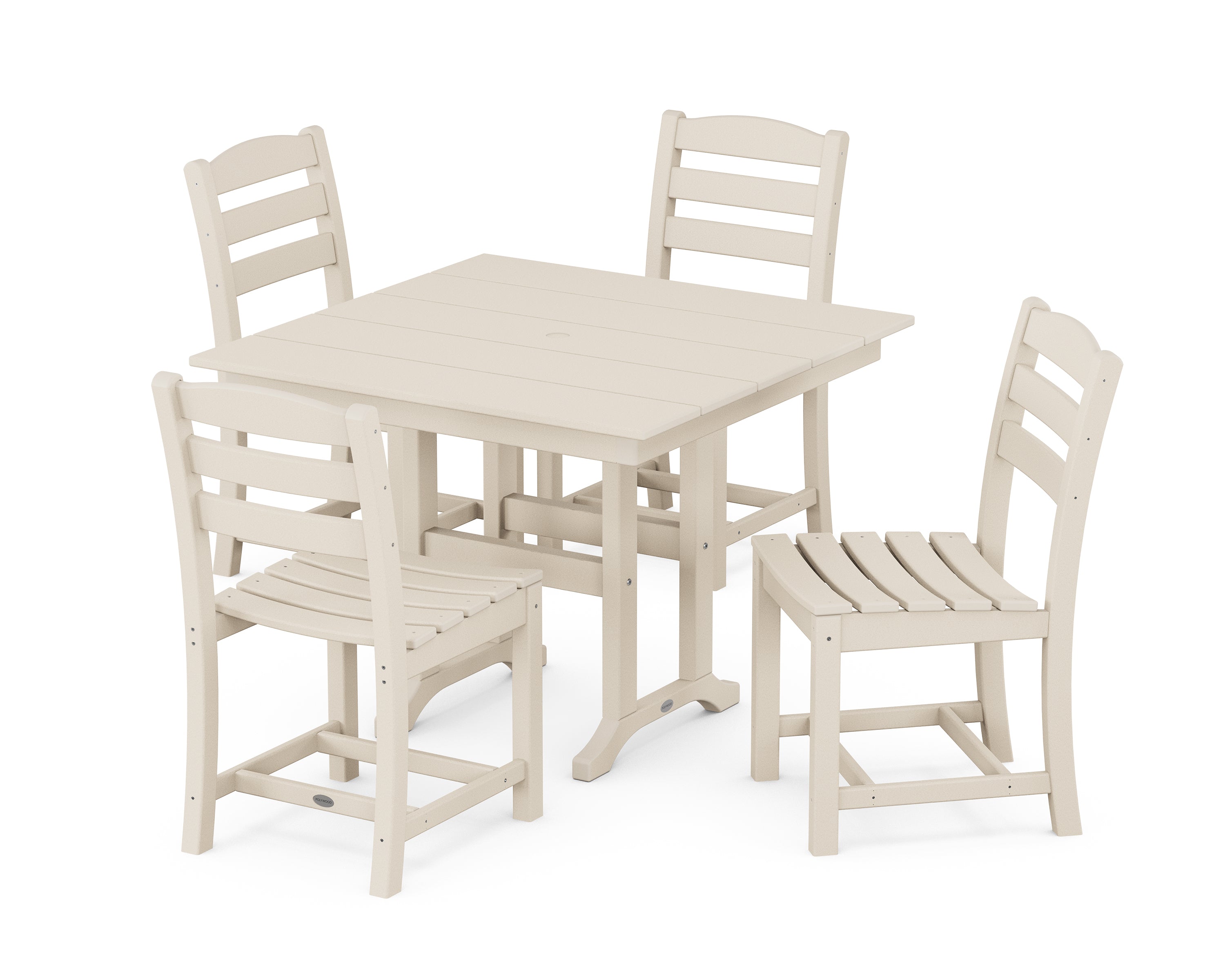 POLYWOOD La Casa Café Side Chair 5-Piece Farmhouse Dining Set in Sand