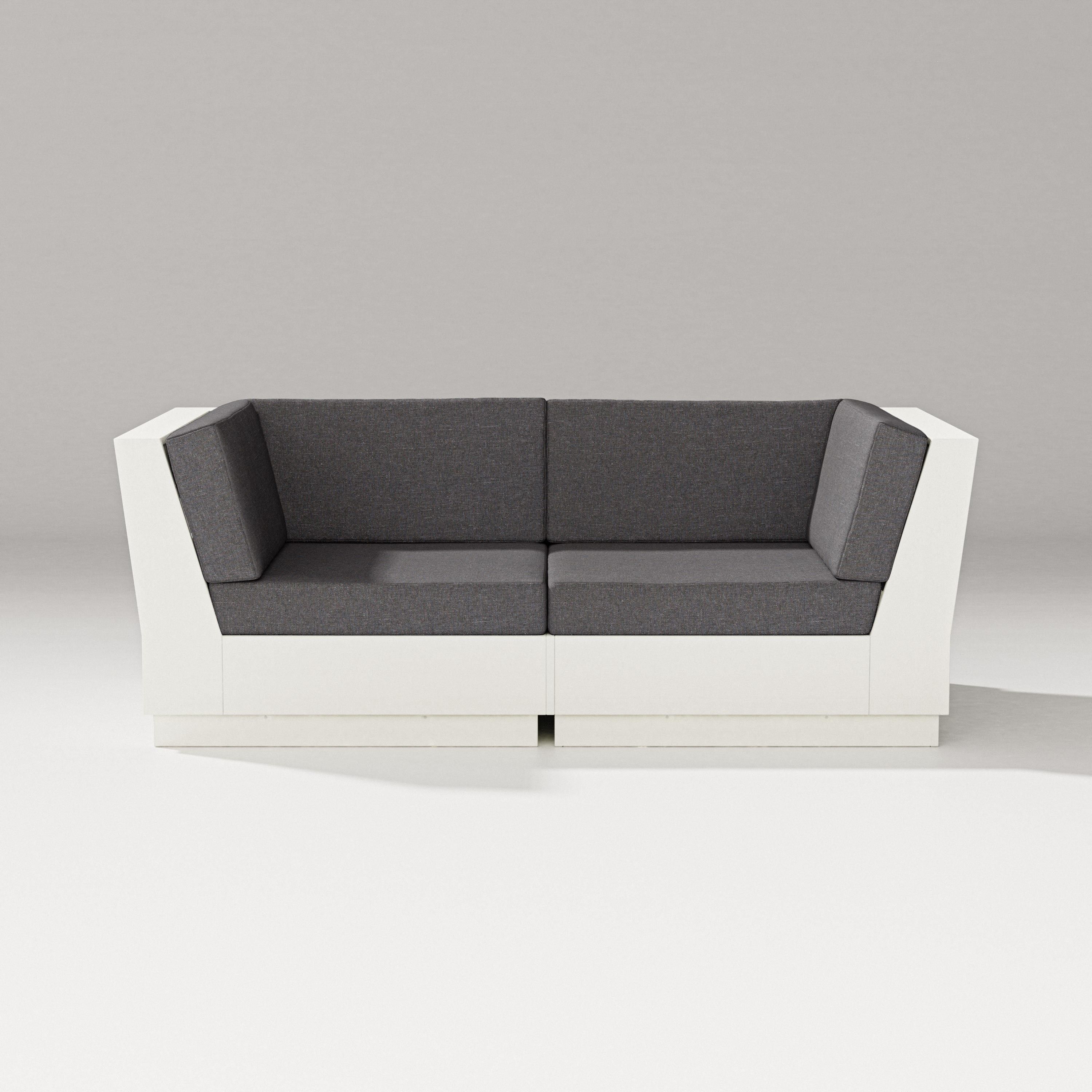 PW Designer Series Elevate Loveseat Sectional in Vintage White / Ash Charcoal