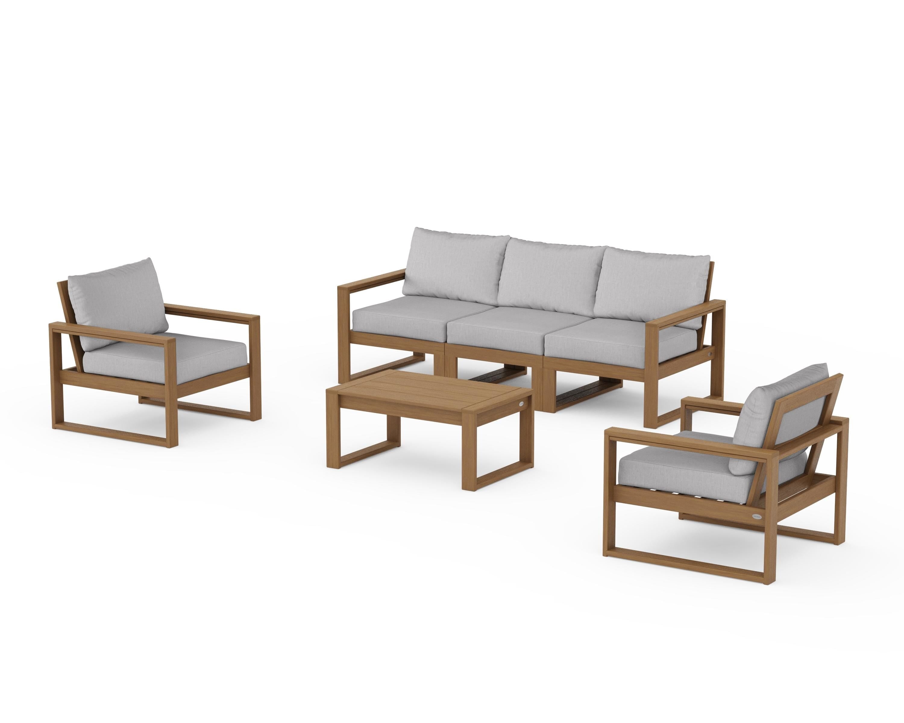 POLYWOOD EDGE Sectional 4-Piece Deep Seating Set with Sofa in Natural / Granite