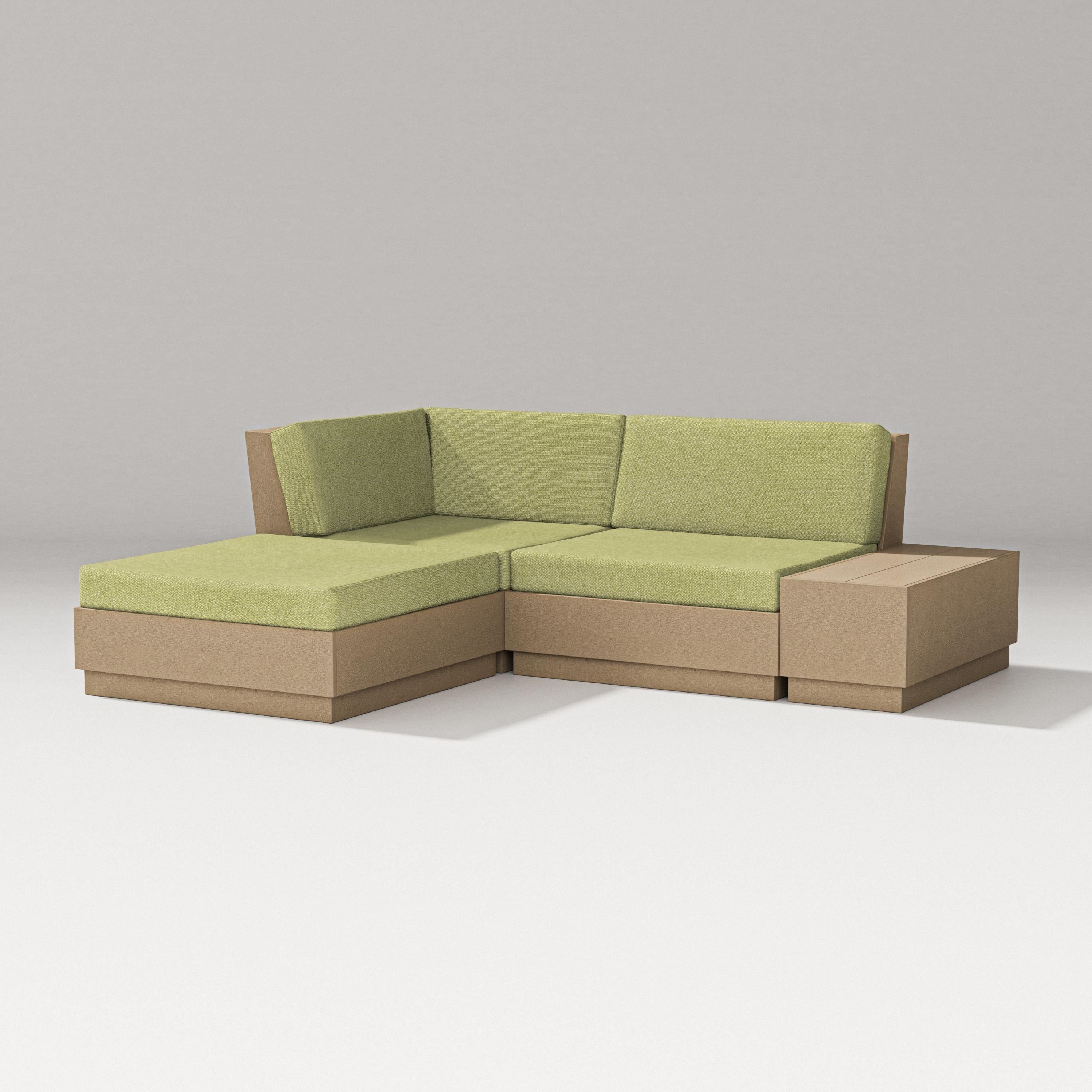 PW Designer Series Elevate Loveseat Sectional with Chaise in Vintage Sahara / Chartreuse Boucle