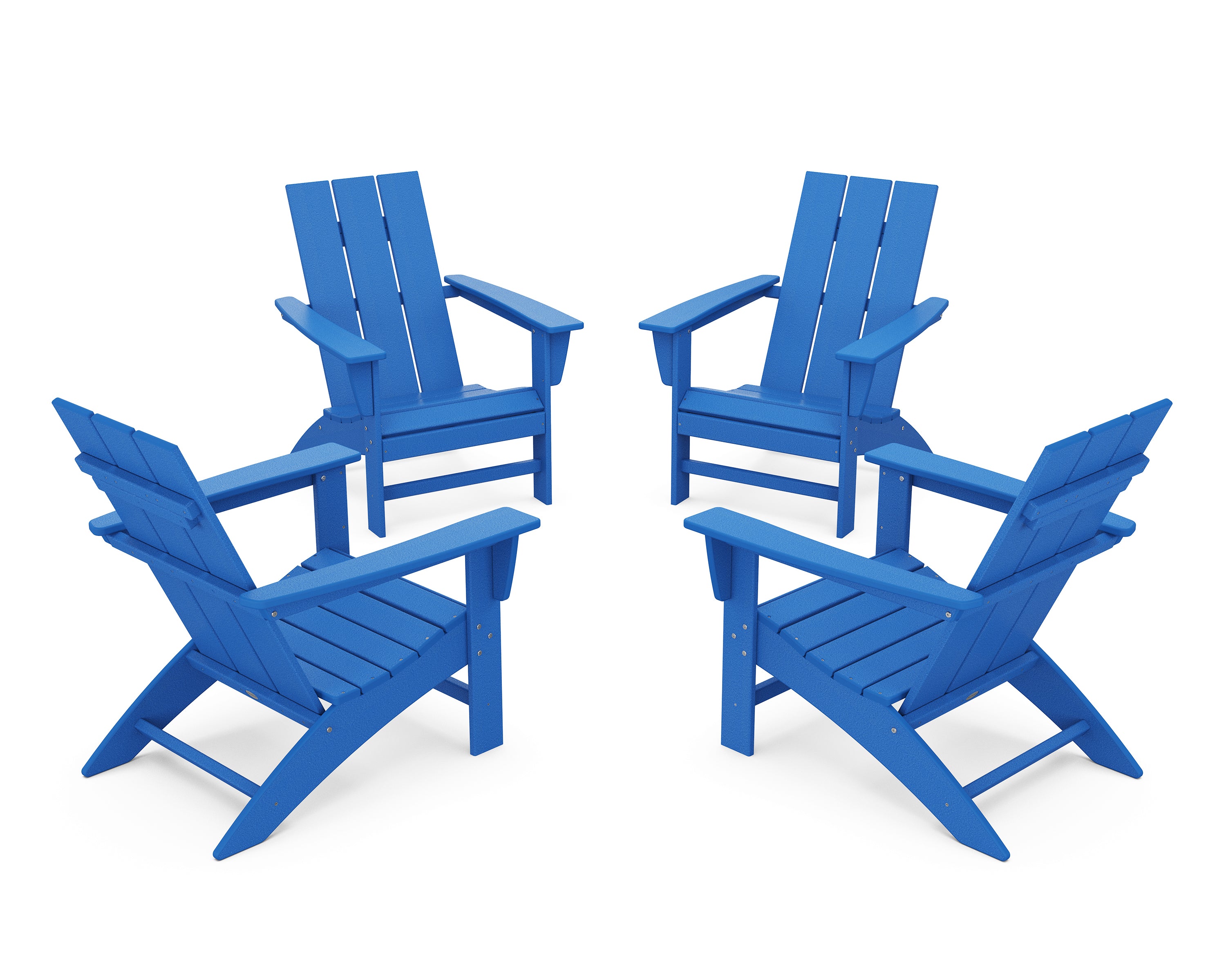 POLYWOOD® 4-Piece Modern Adirondack Chair Conversation Set in Pacific Blue