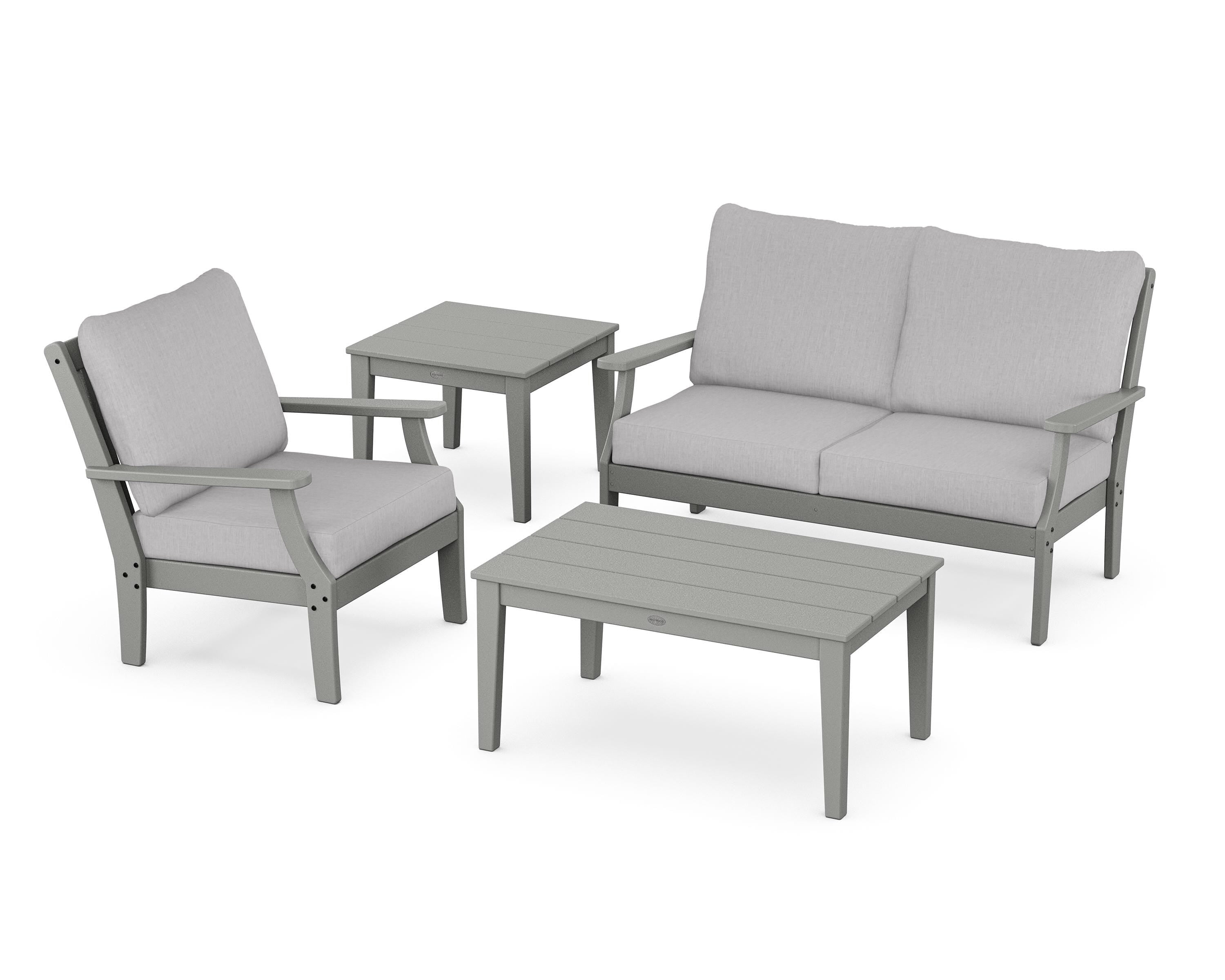 POLYWOOD Braxton 4-Piece Deep Seating Set in Slate Grey / Granite