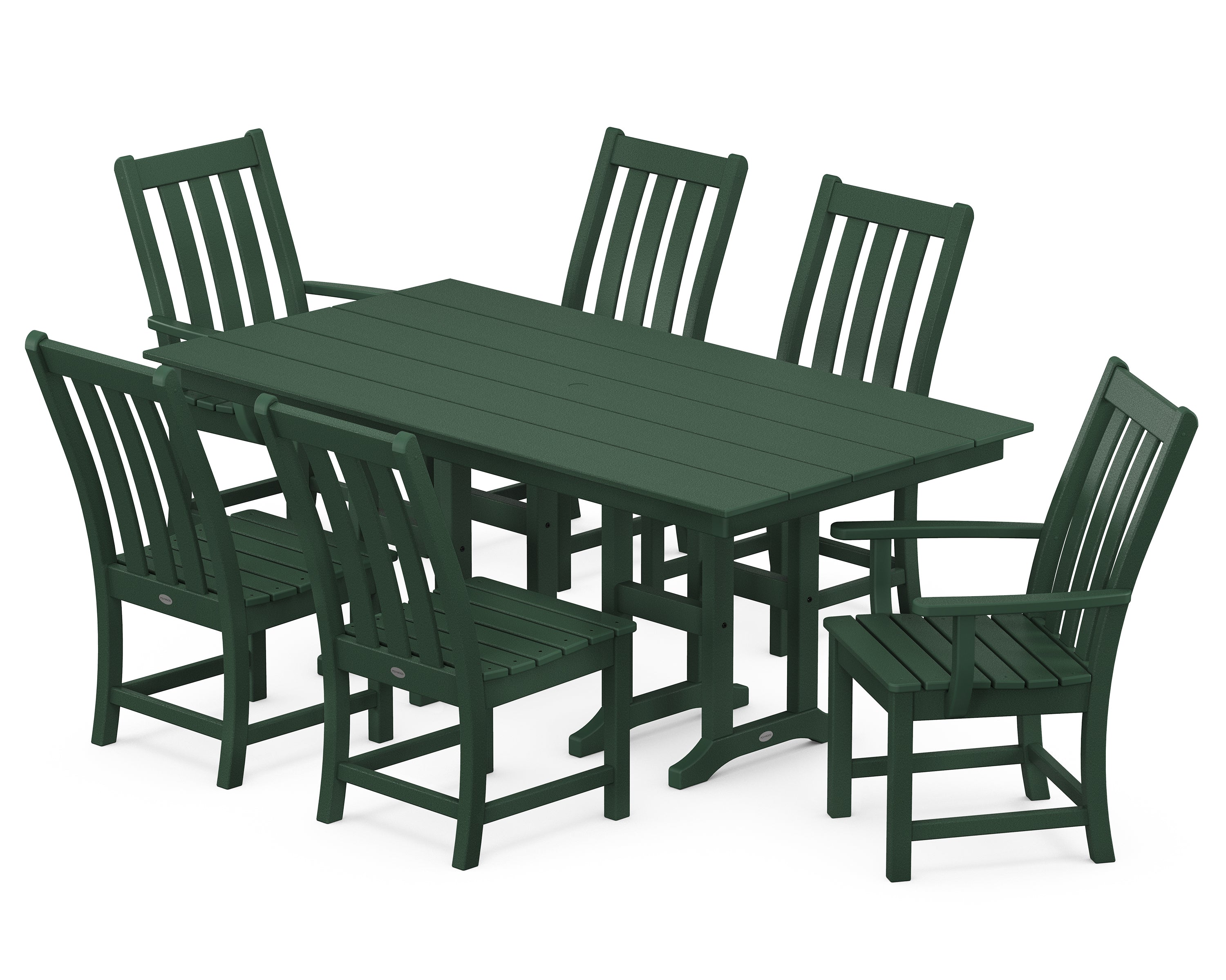 POLYWOOD® Vineyard 7-Piece Farmhouse Dining Set in Green