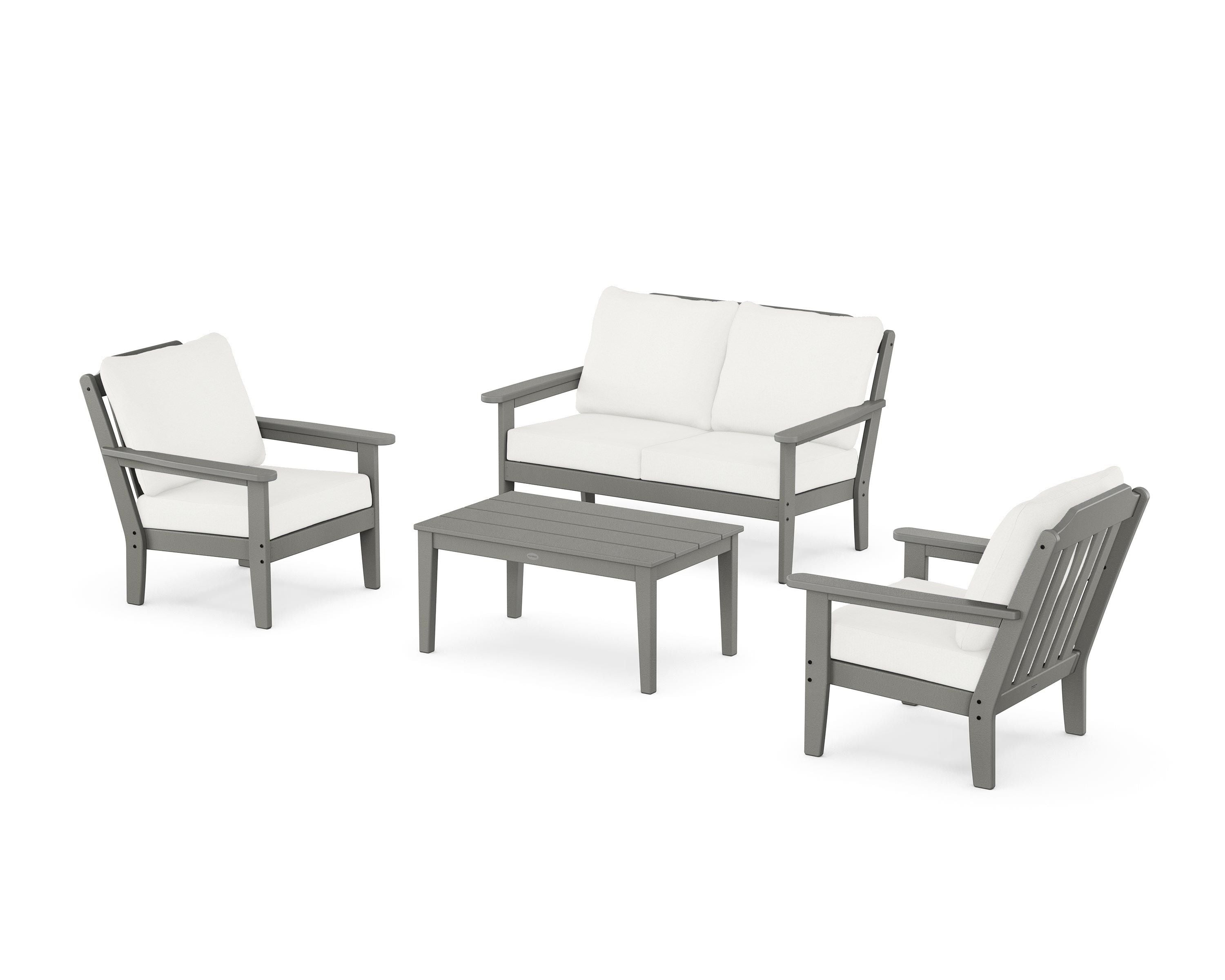 Country Living Cottage 4-Piece Deep Seating Set with Loveseat in Slate Grey / Natural Linen