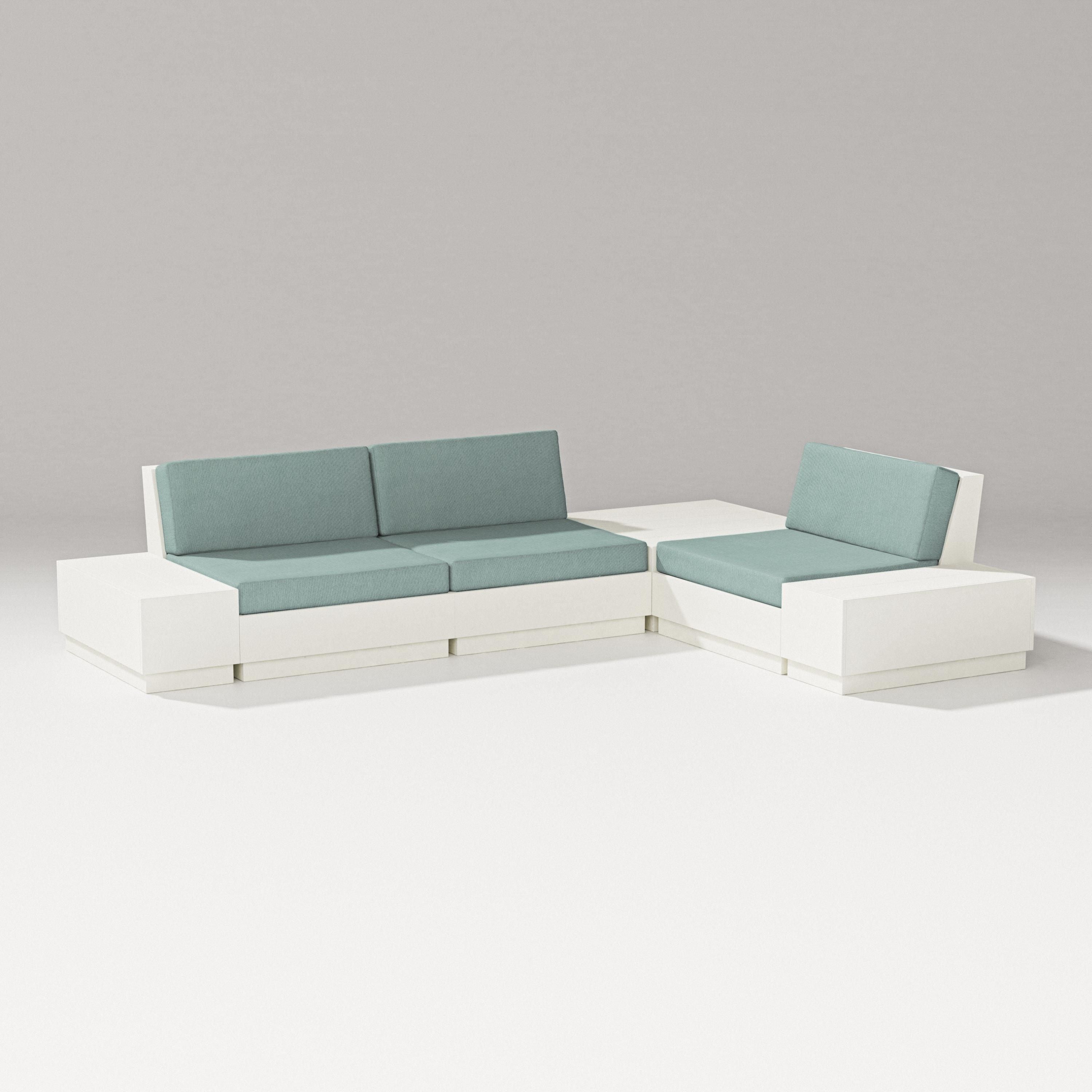 PW Designer Series Elevate 6-Piece Corner Sectional in Vintage White / Glacier Spa