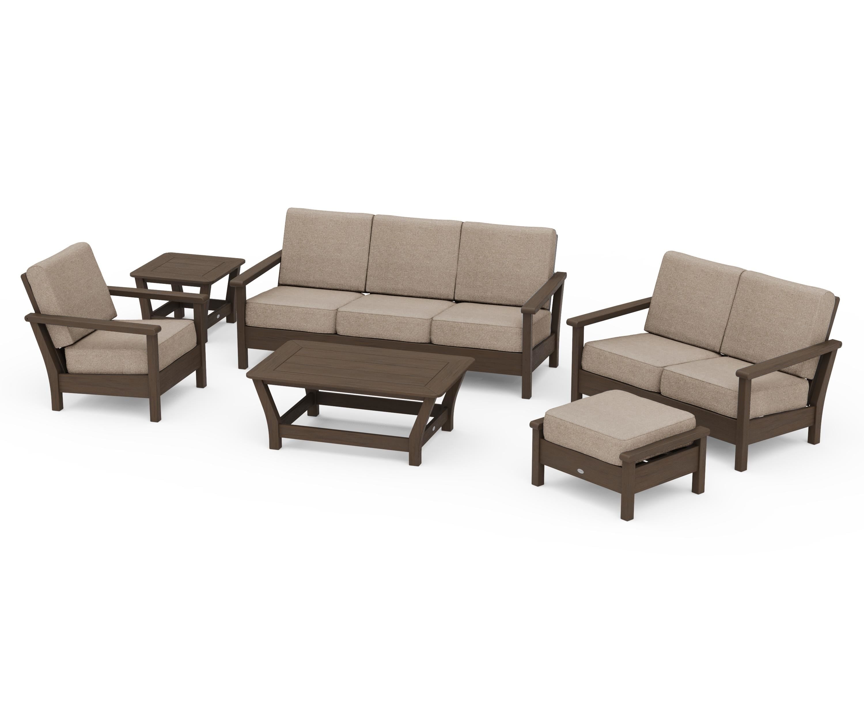 POLYWOOD Harbour 6-Piece Outdoor Living Set in Kona / Spiced Burlap