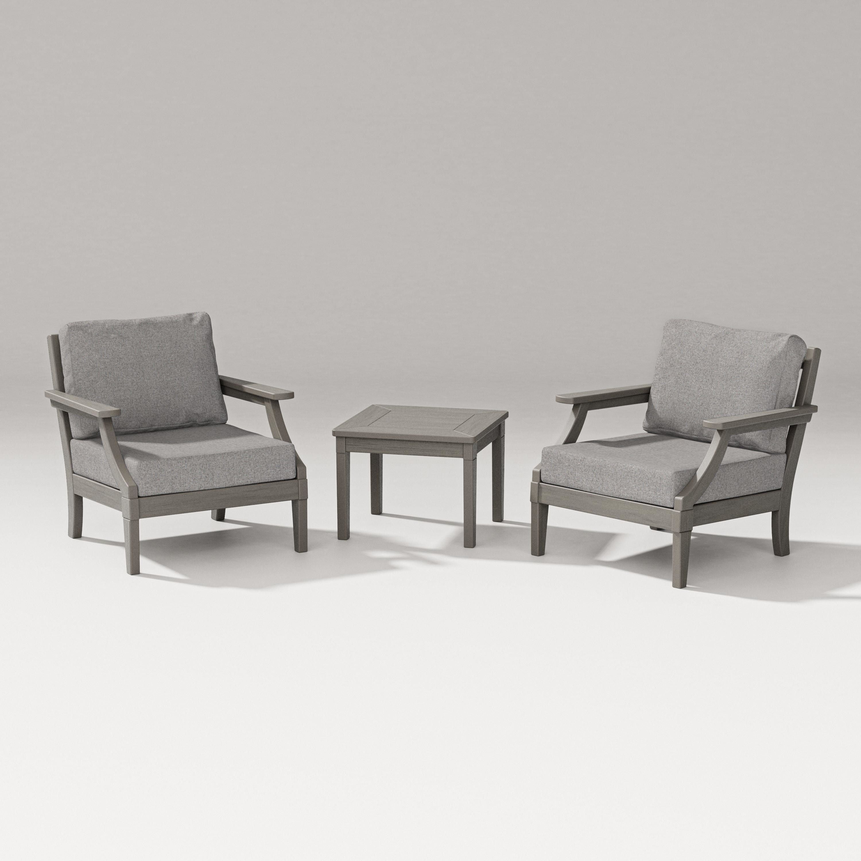 PW Designer Series Estate 3-Piece Lounge Chair Set in Driftwood / Grey Mist