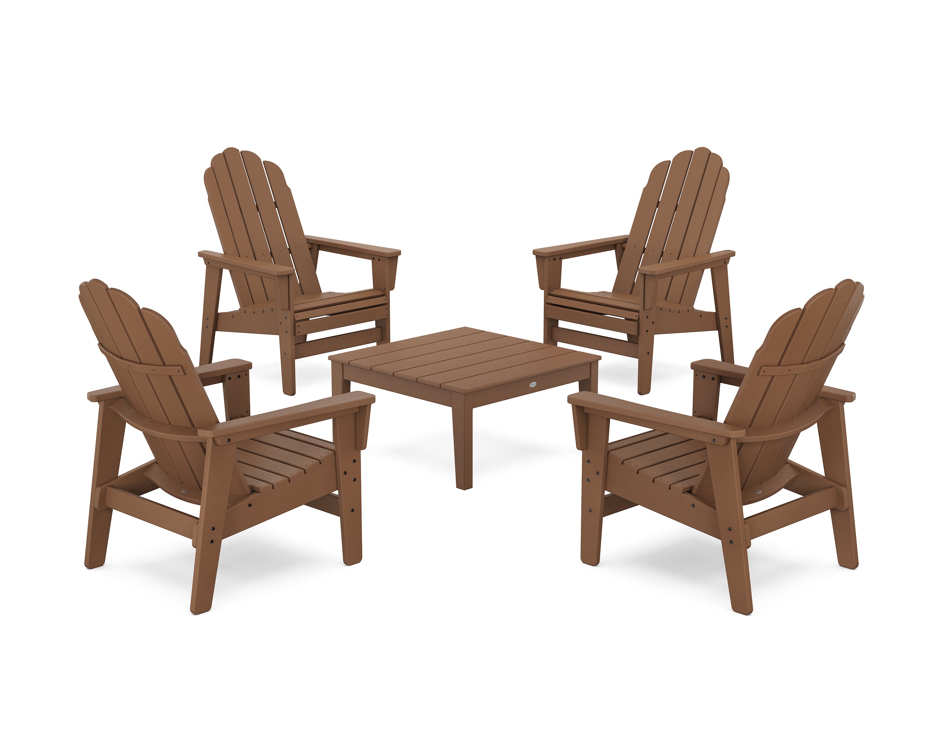 POLYWOOD® 5-Piece Vineyard Grand Upright Adirondack Chair Conversation Group in Teak