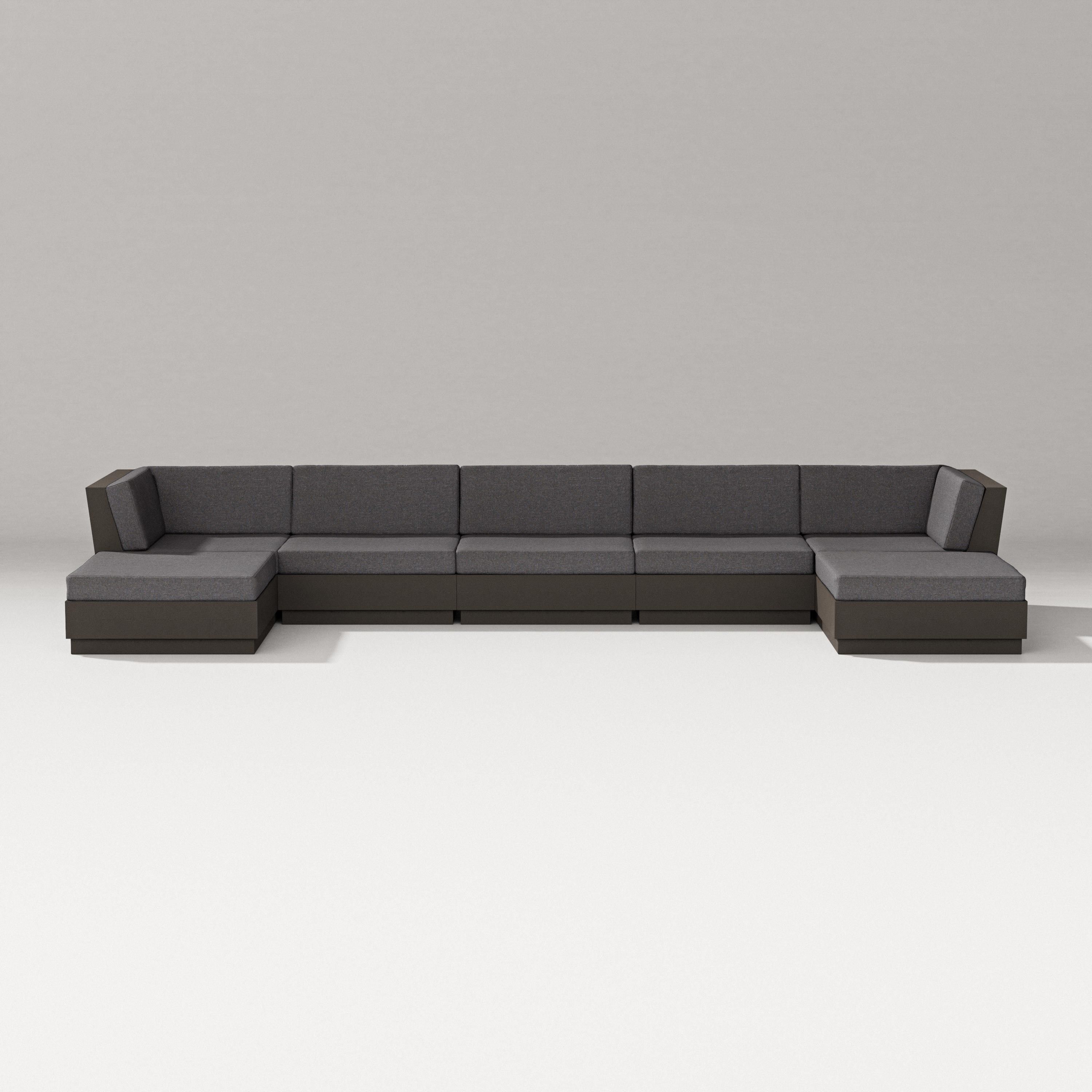 PW Designer Series Elevate 7-Piece Double Chaise Sectional in Vintage Coffee / Ash Charcoal