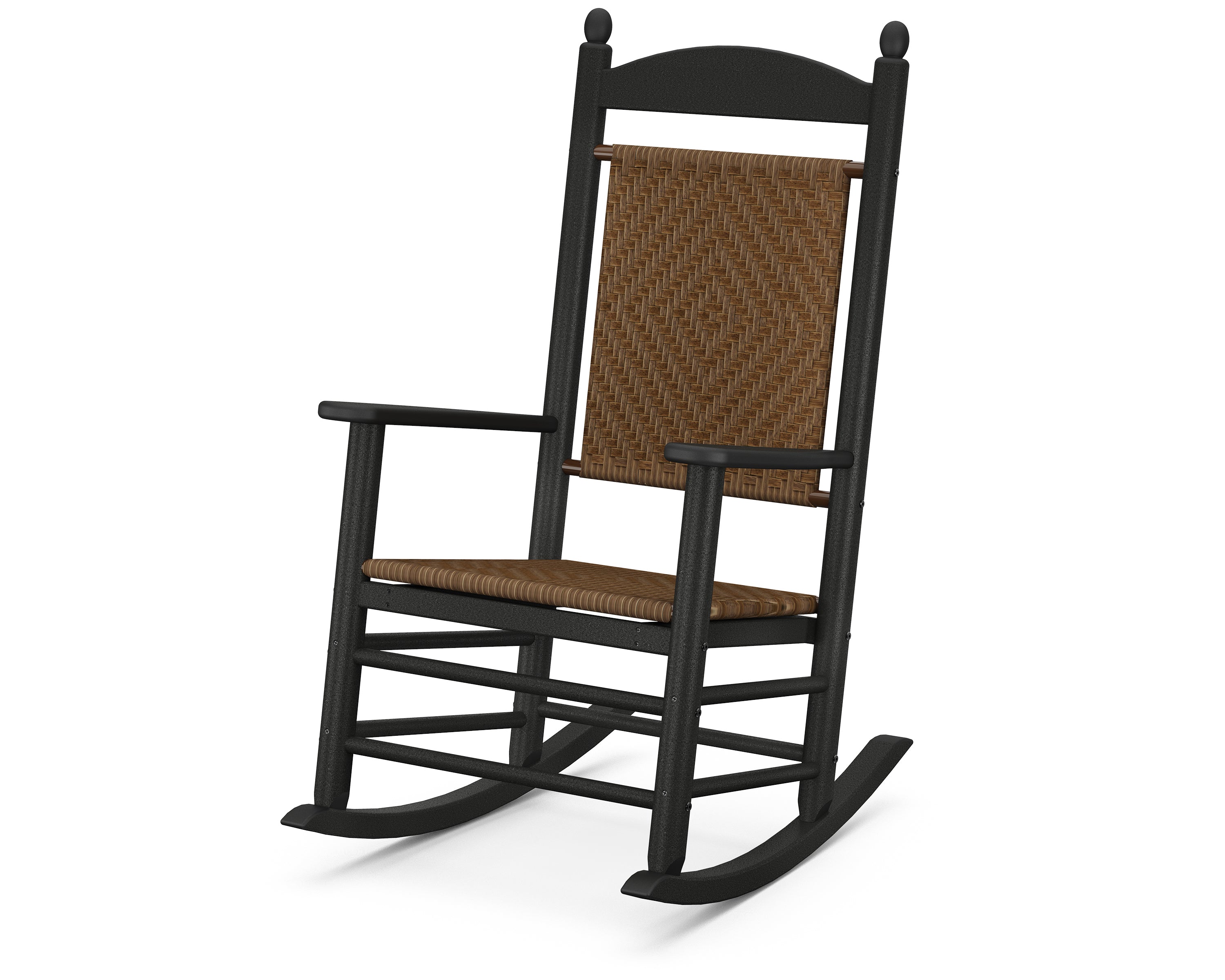 POLYWOOD® Jefferson Woven Rocking Chair in Black / Tigerwood