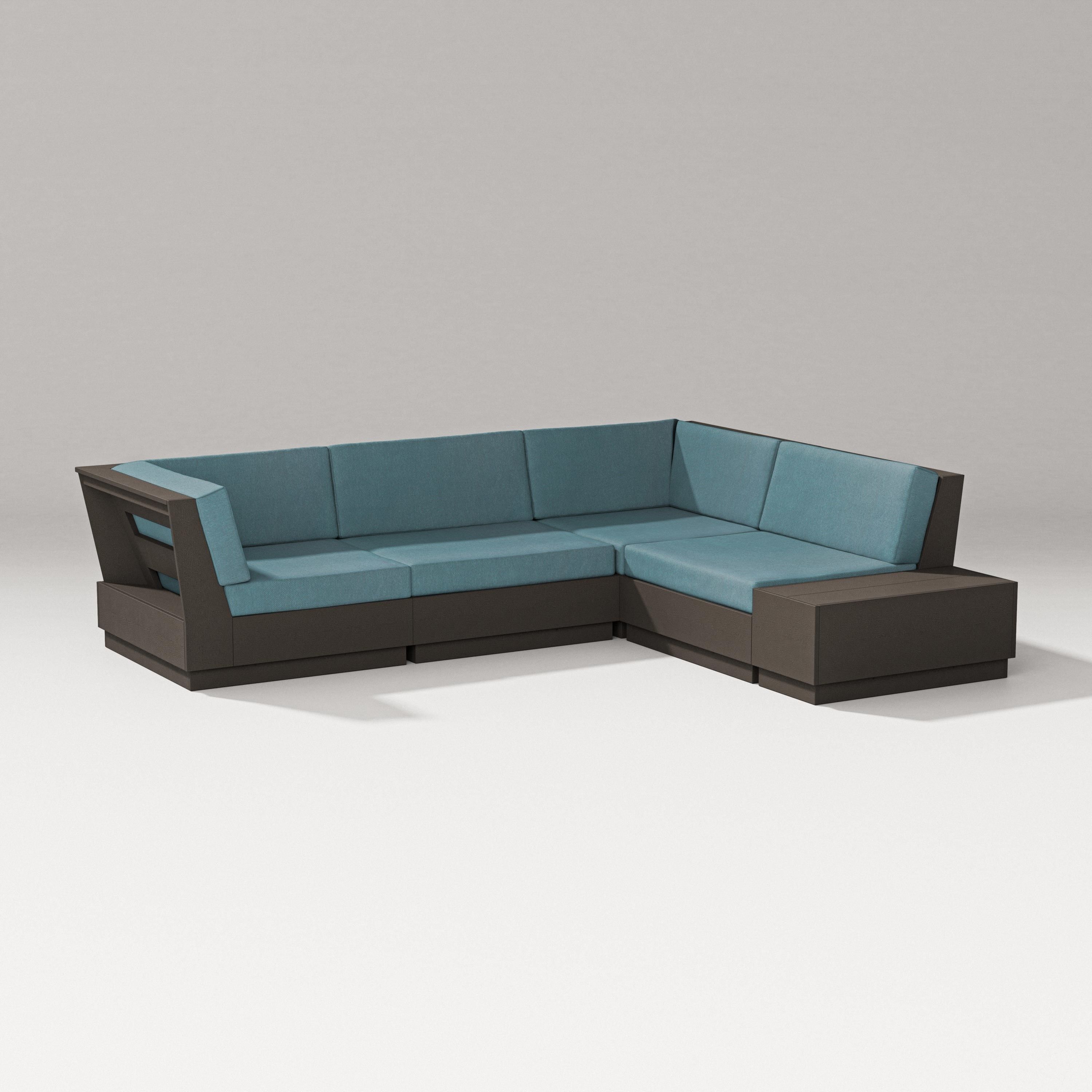 PW Designer Series Elevate Corner Sectional in Vintage Coffee / Ocean Teal