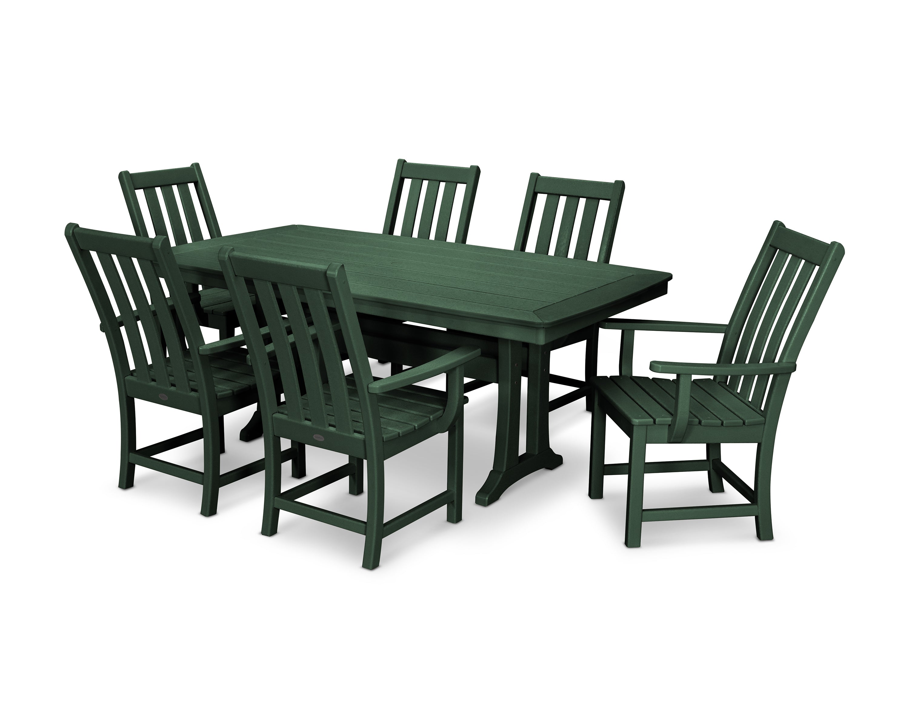 POLYWOOD® Vineyard 7-Piece Arm Chair Dining Set in Green