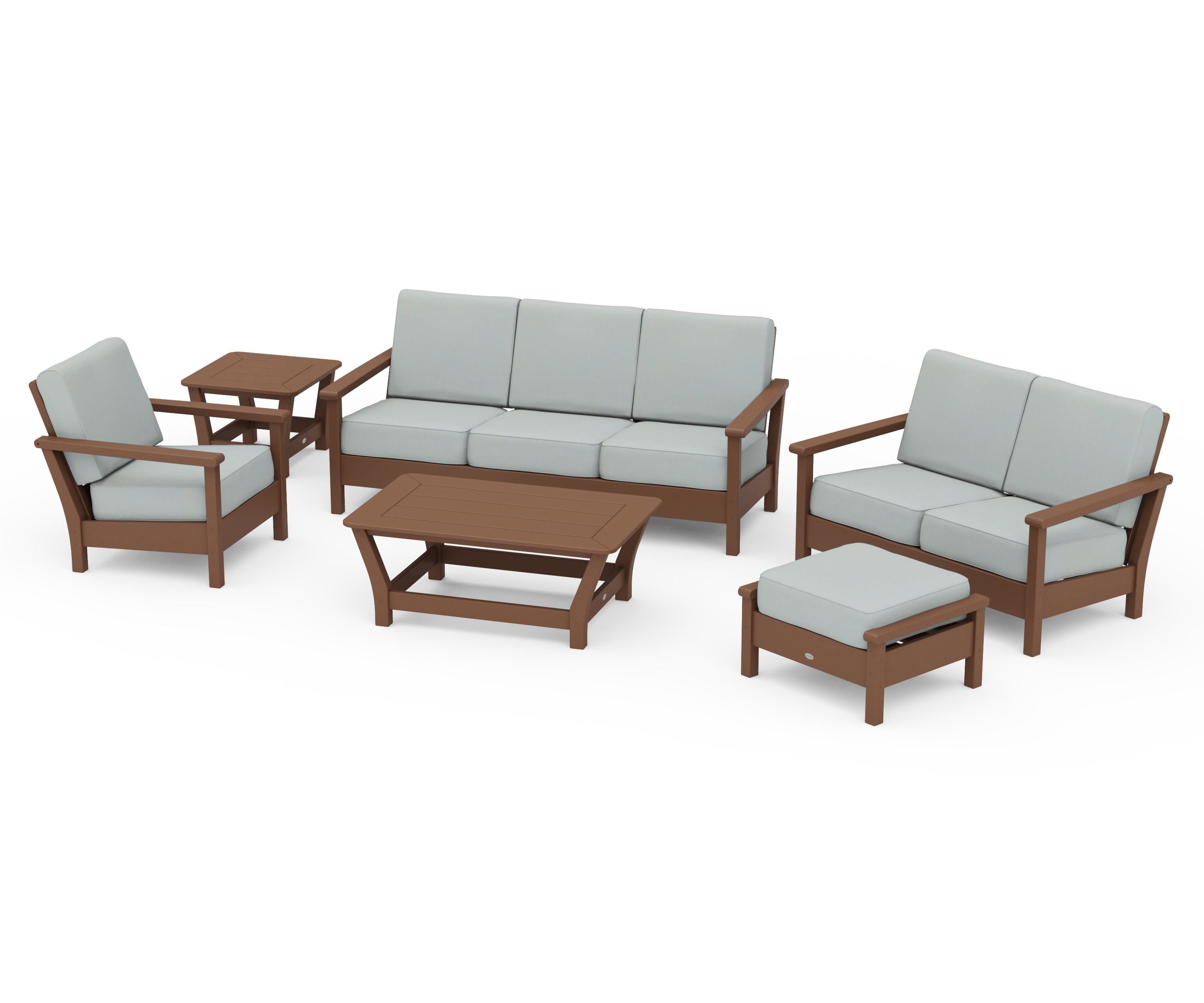 POLYWOOD Harbour 6-Piece Outdoor Living Set in Teak / Spa