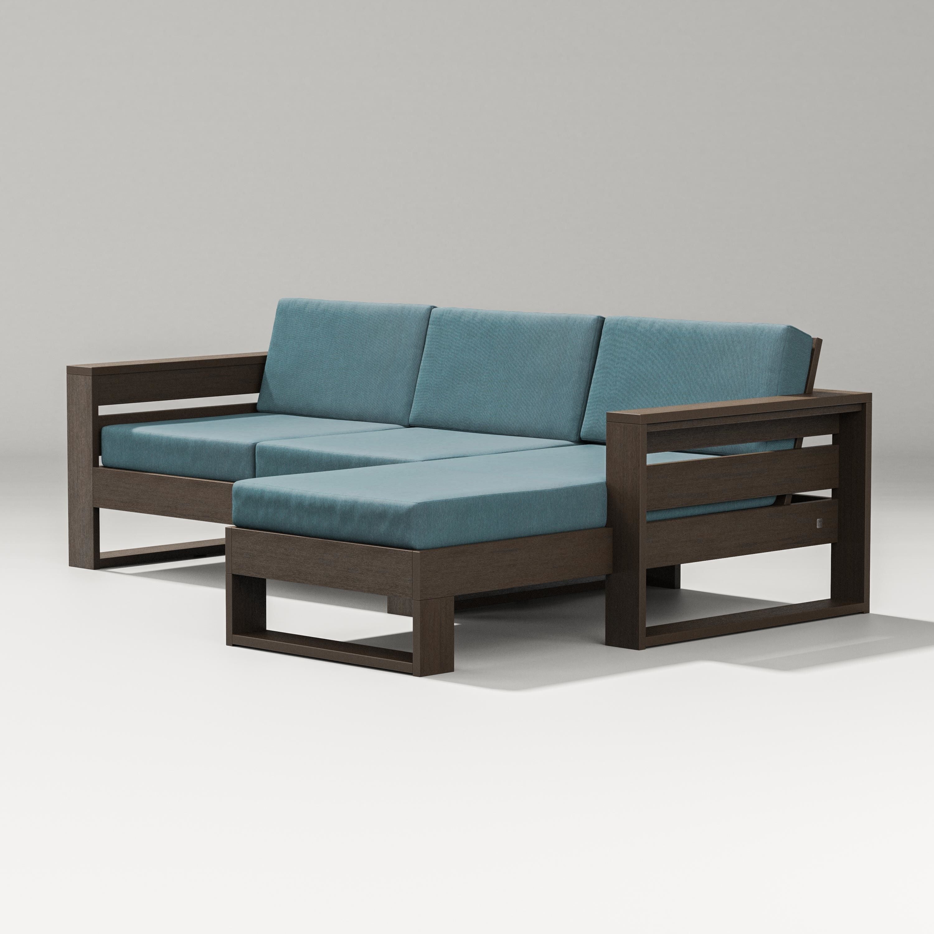 PW Designer Series Latitude Right Chaise Sectional in Kona / Ocean Teal