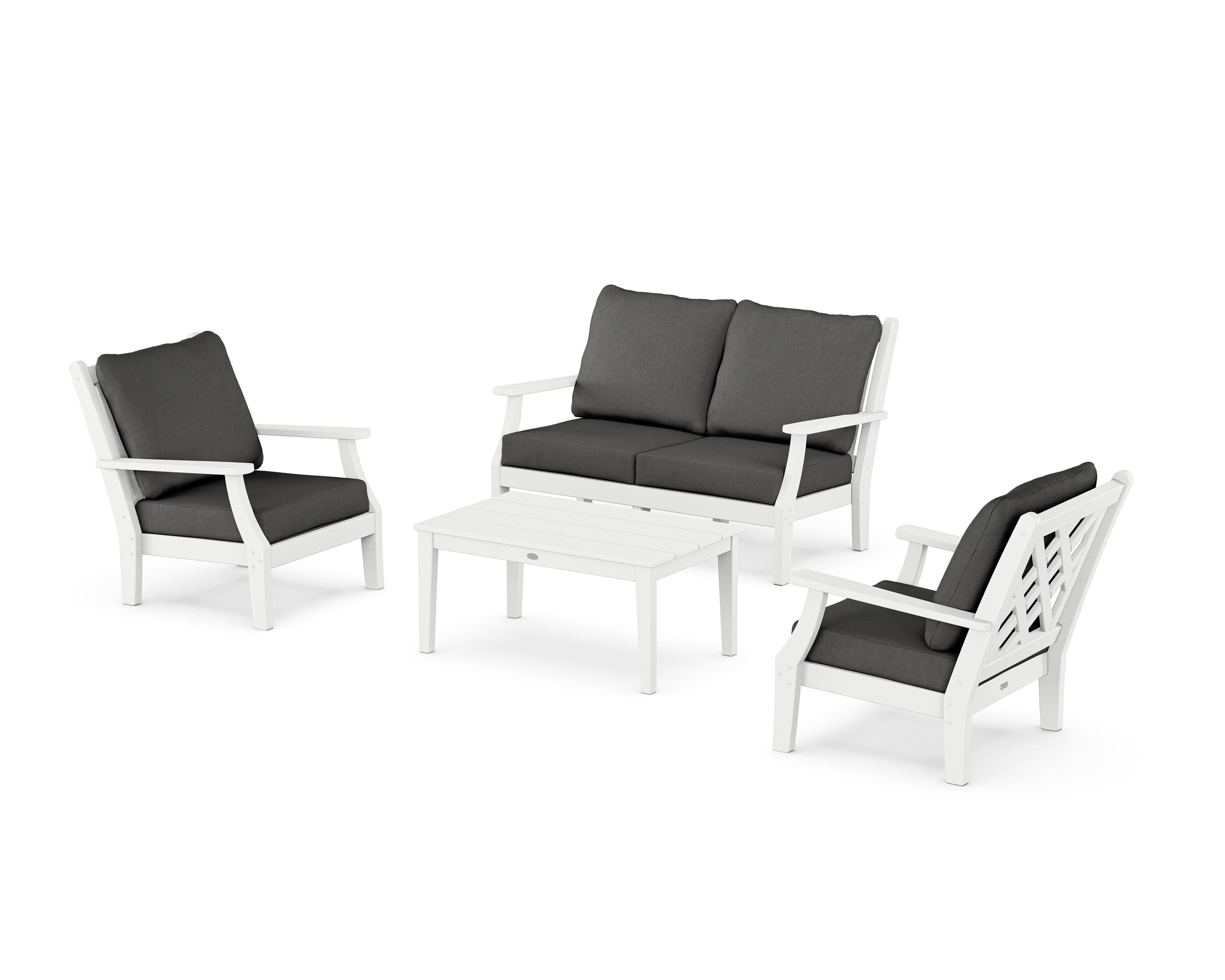 Country Living Wovendale 4-Piece Deep Seating Set with Loveseat in White / Spectrum Carbon