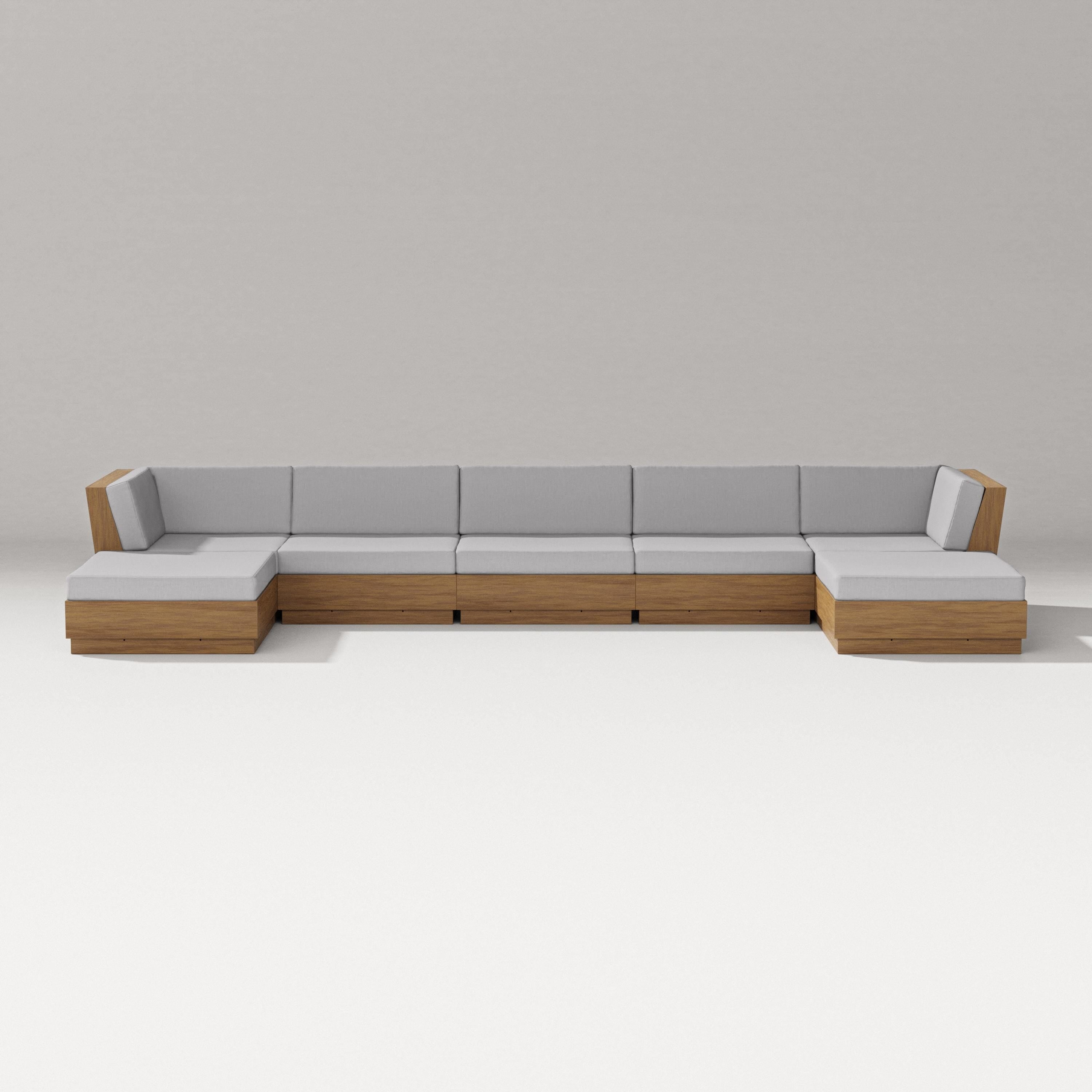 PW Designer Series Elevate 7-Piece Double Chaise Sectional in Natural / Granite