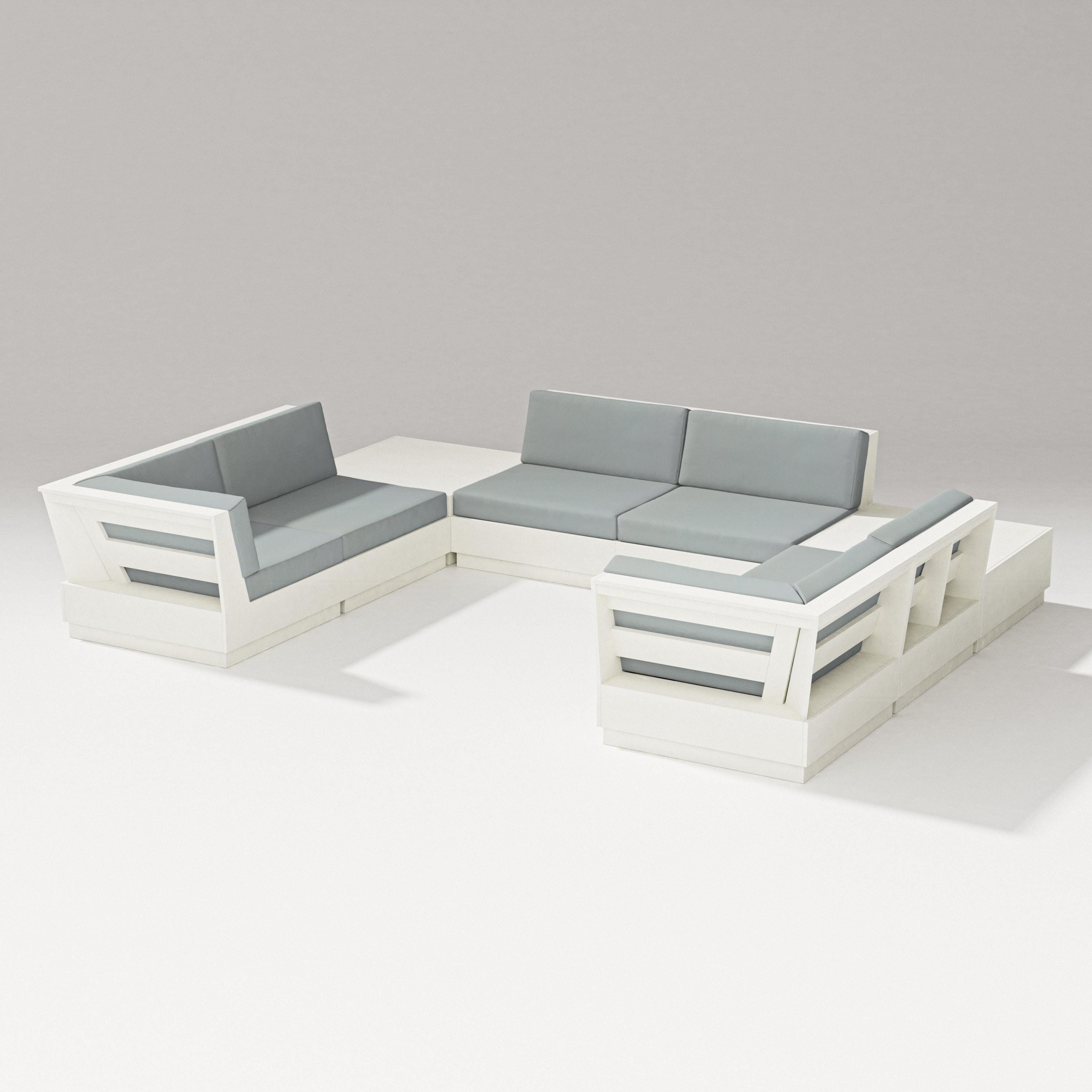 PW Designer Series Elevate 8-Piece U-Shaped Sectional in Vintage White / Spa