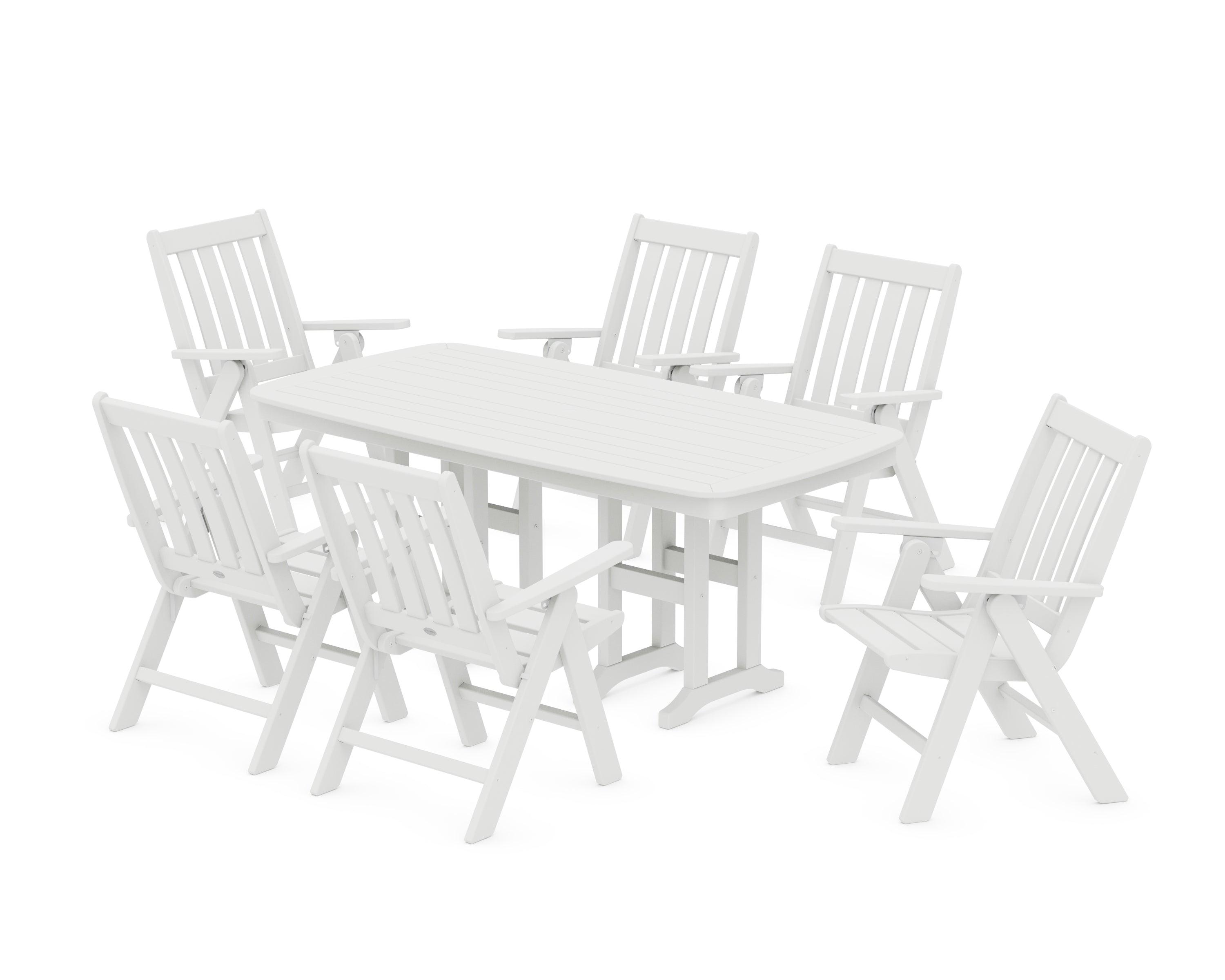 POLYWOOD Vineyard Folding Chair 7-Piece Dining Set in White