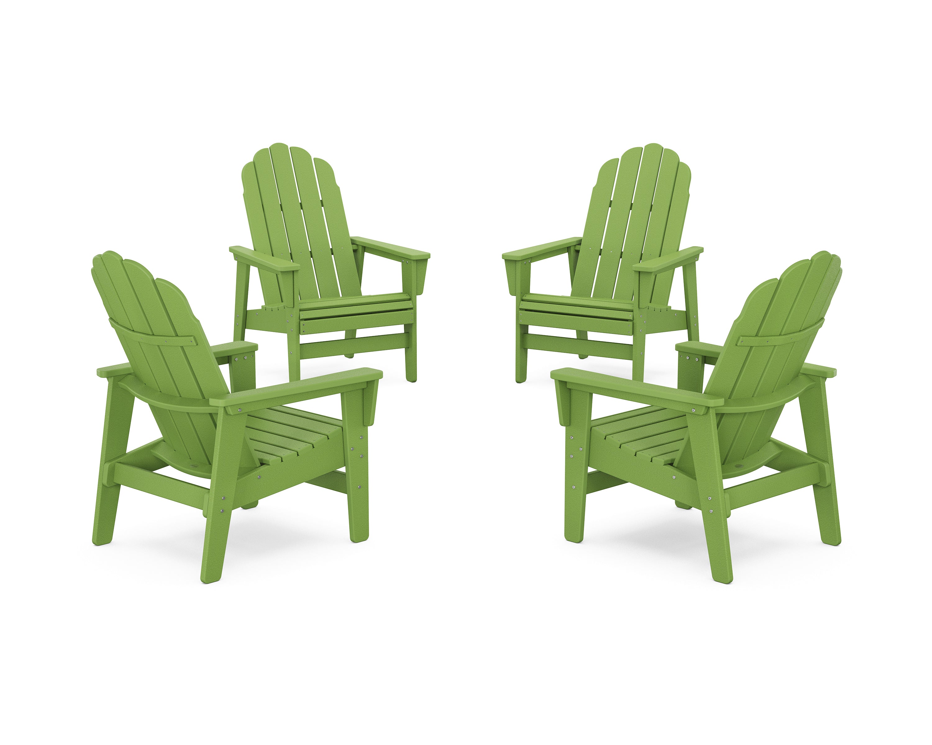 POLYWOOD® 4-Piece Vineyard Grand Upright Adirondack Chair Conversation Set in Lime