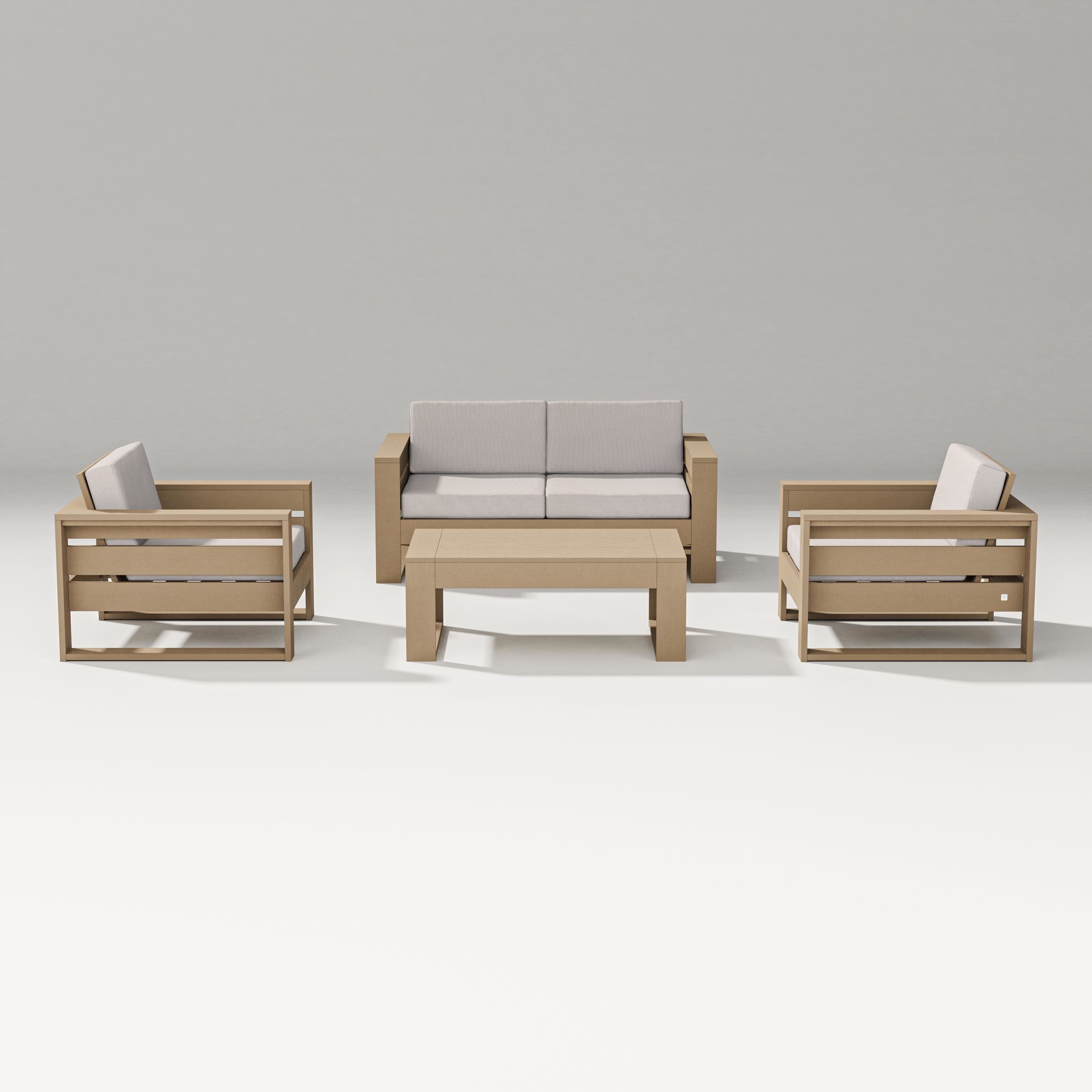 PW Designer Series Latitude 4-Piece Lounge Loveseat Set in Vintage Sahara / Dune Burlap