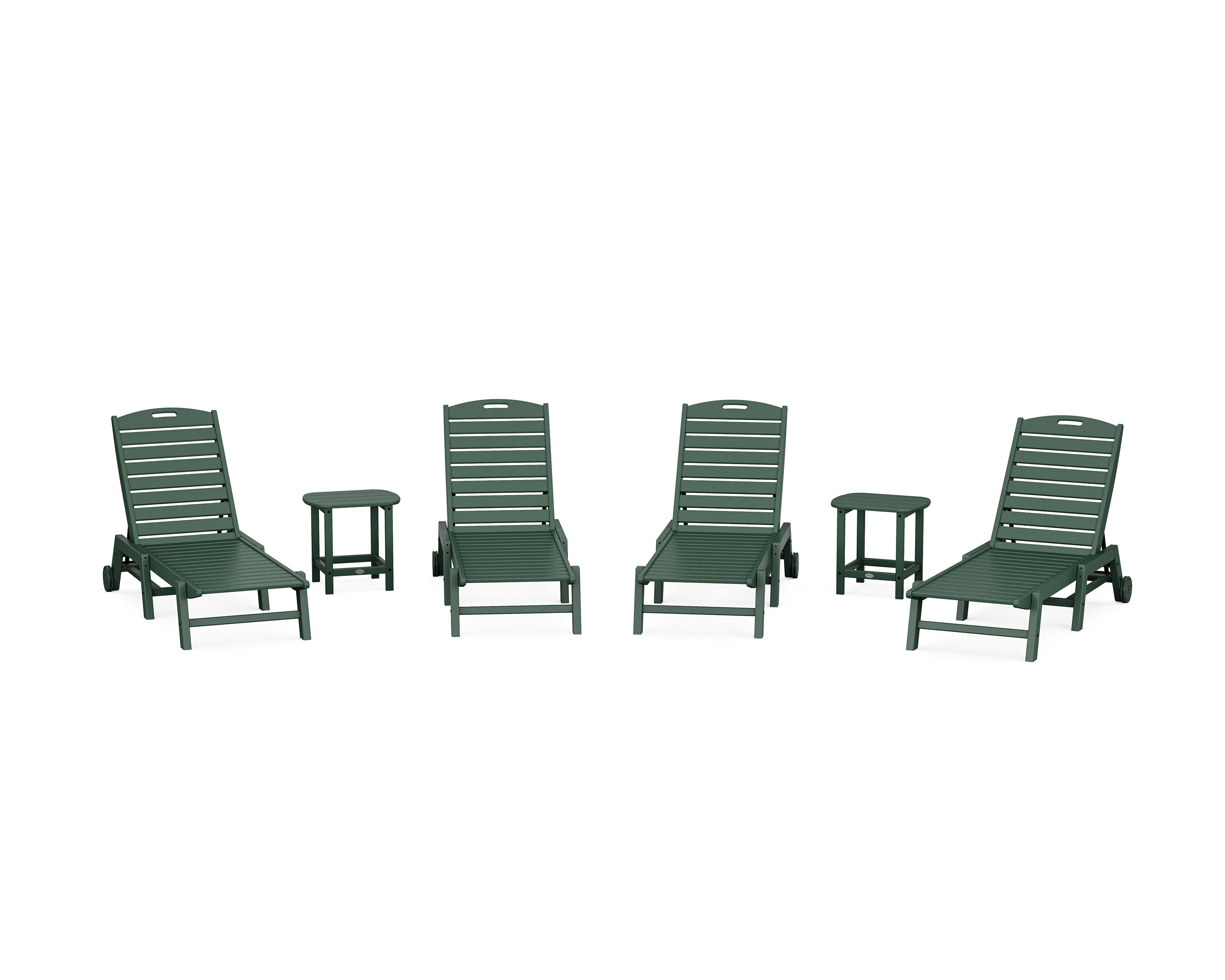 POLYWOOD Nautical Chaise 6-Piece Set with Wheels in Green