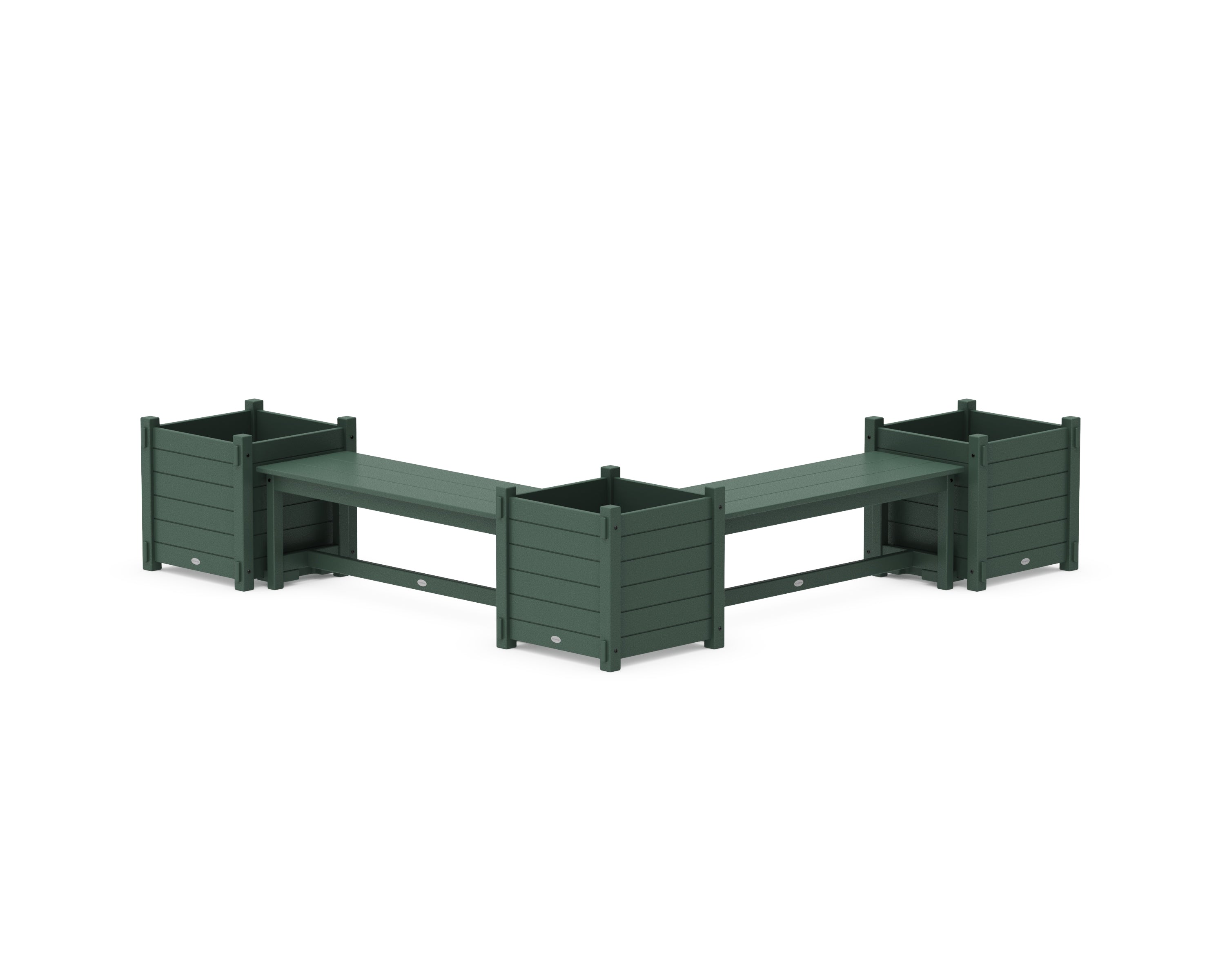 POLYWOOD 48" Nautical L- Shaped Planter Bench Corner Set - Large in Green