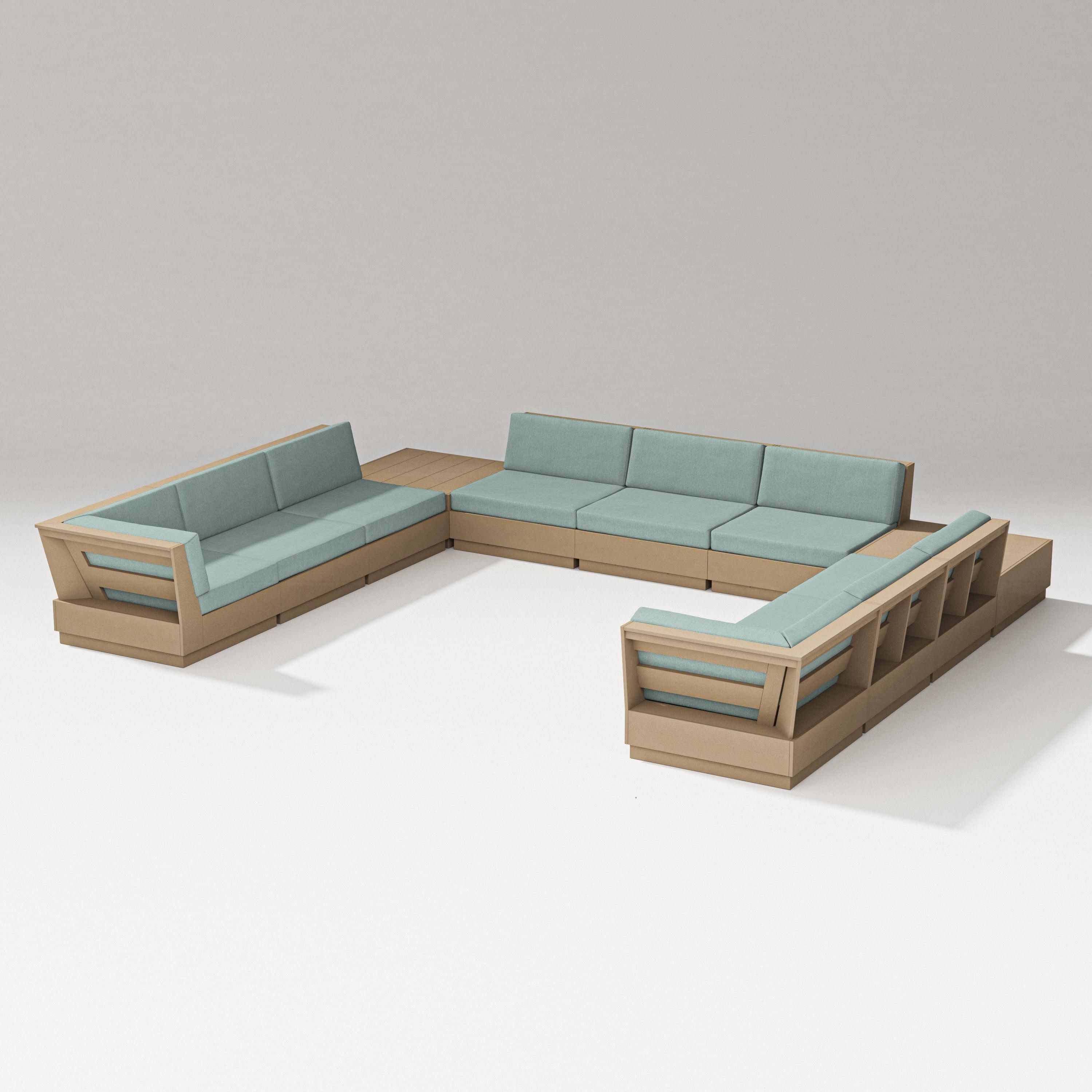 PW Designer Series Elevate 11-Piece U-Shaped Sofa Sectional in Vintage Sahara / Glacier Spa