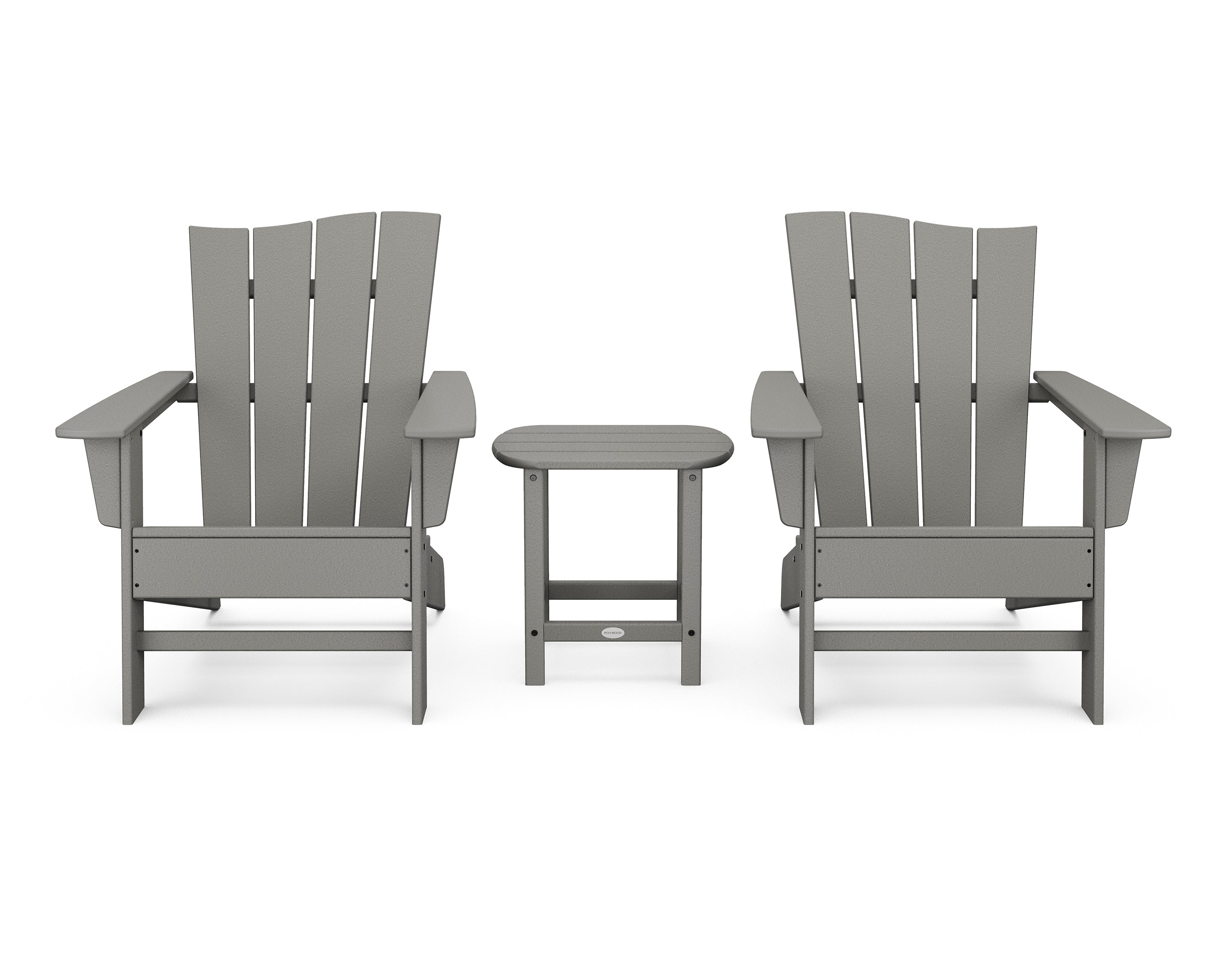 POLYWOOD® Wave 3-Piece Adirondack Chair Set in Slate Grey