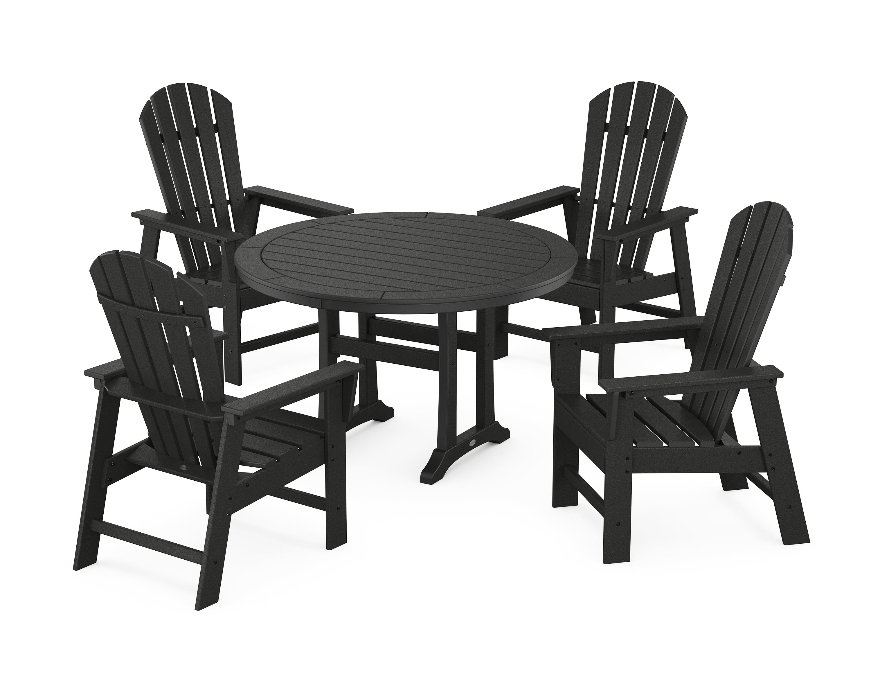 POLYWOOD® South Beach 5-Piece Round Dining Set with Trestle Legs in Black