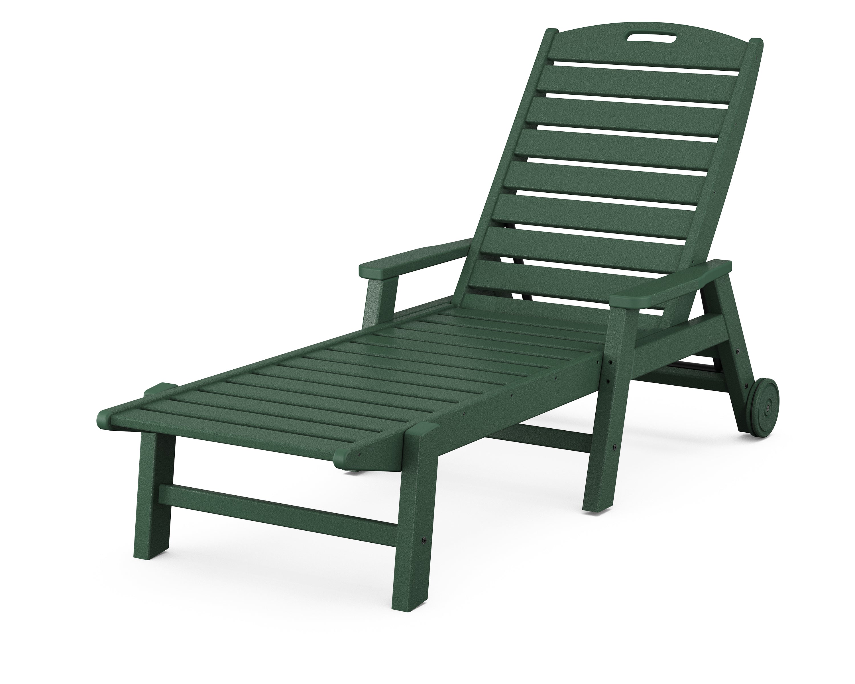 POLYWOOD® Nautical Chaise with Arms & Wheels in Green