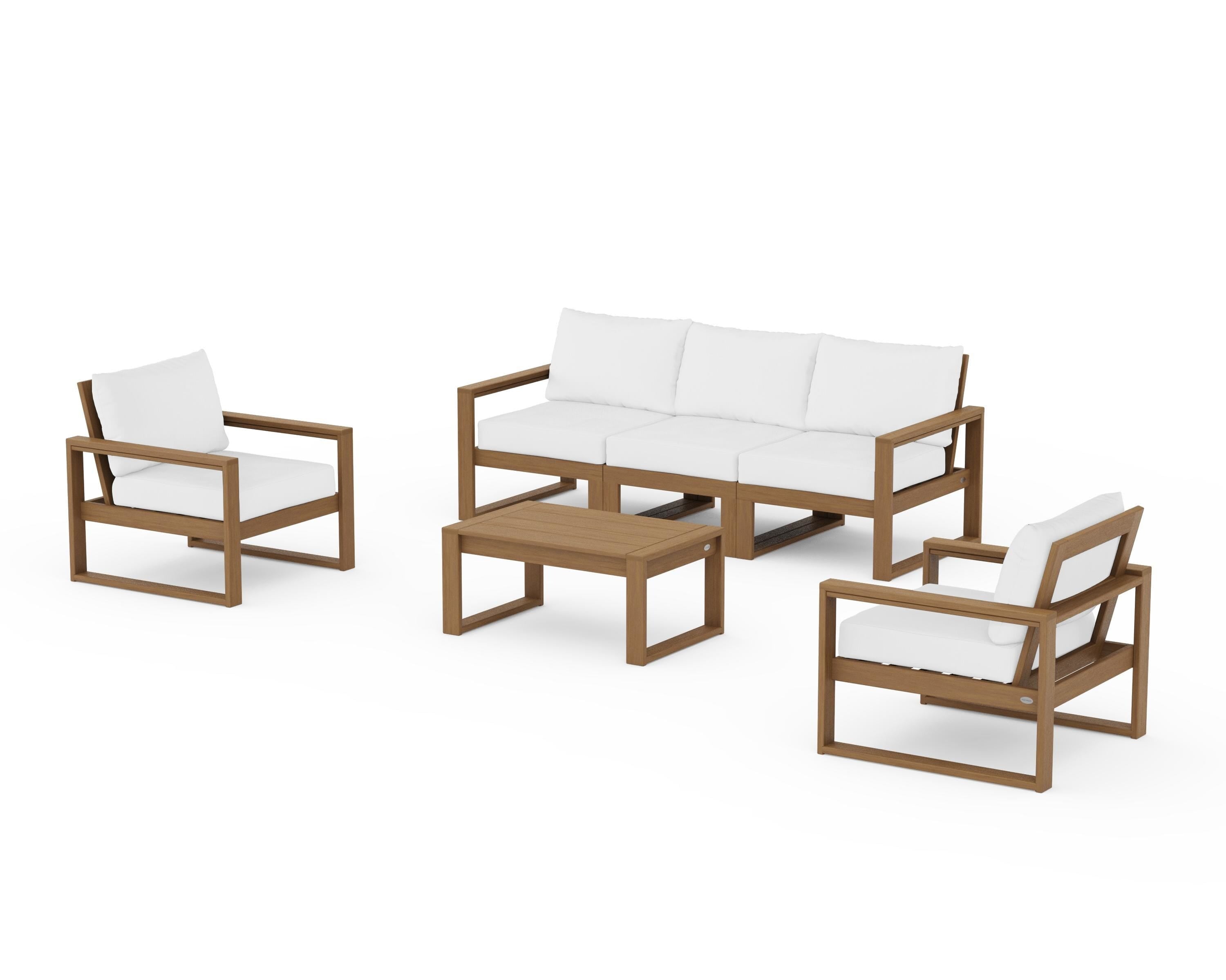 POLYWOOD EDGE Sectional 4-Piece Deep Seating Set with Sofa in Natural / Natural