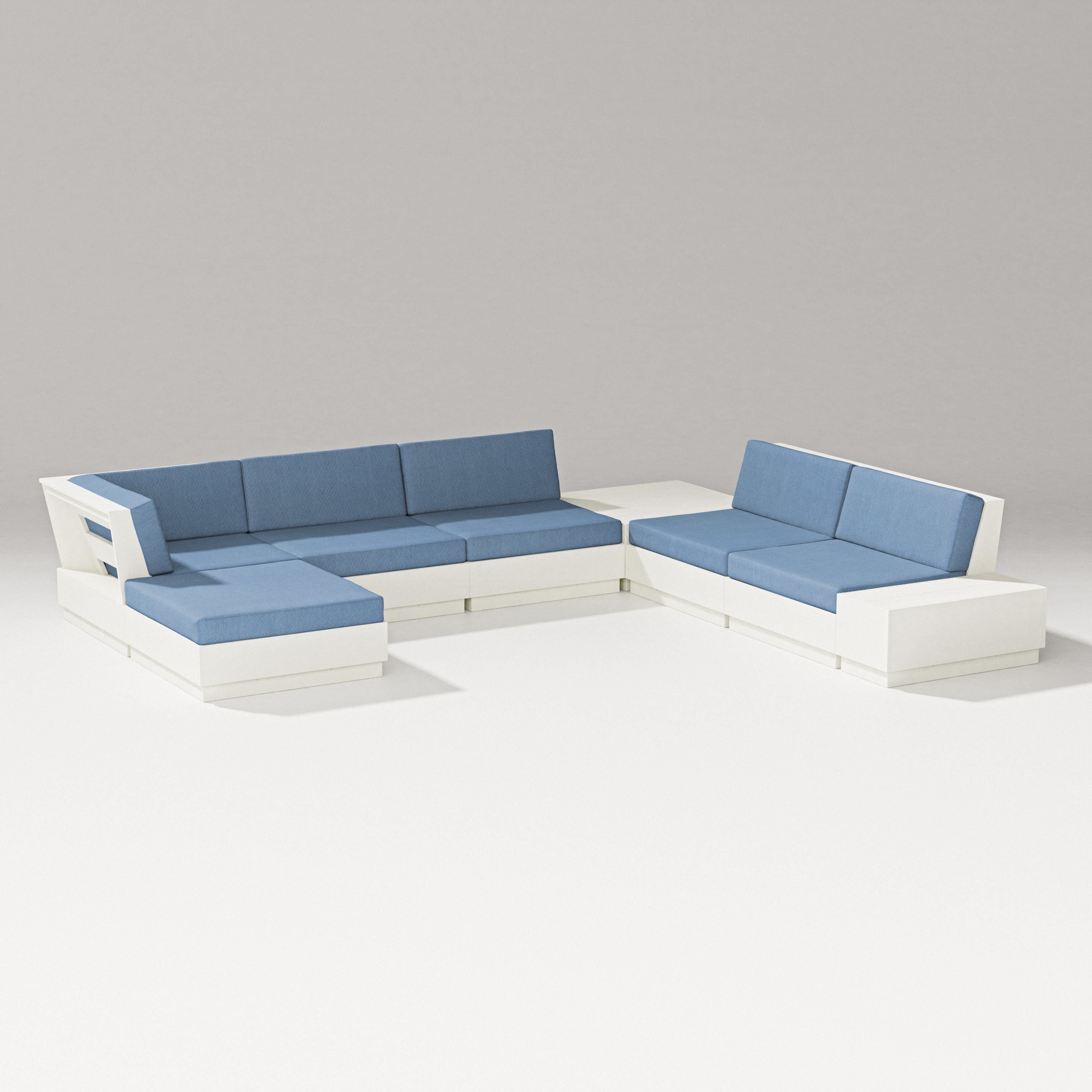 PW Designer Series Elevate 8-Piece Corner Sectional in Vintage White / Sky Blue