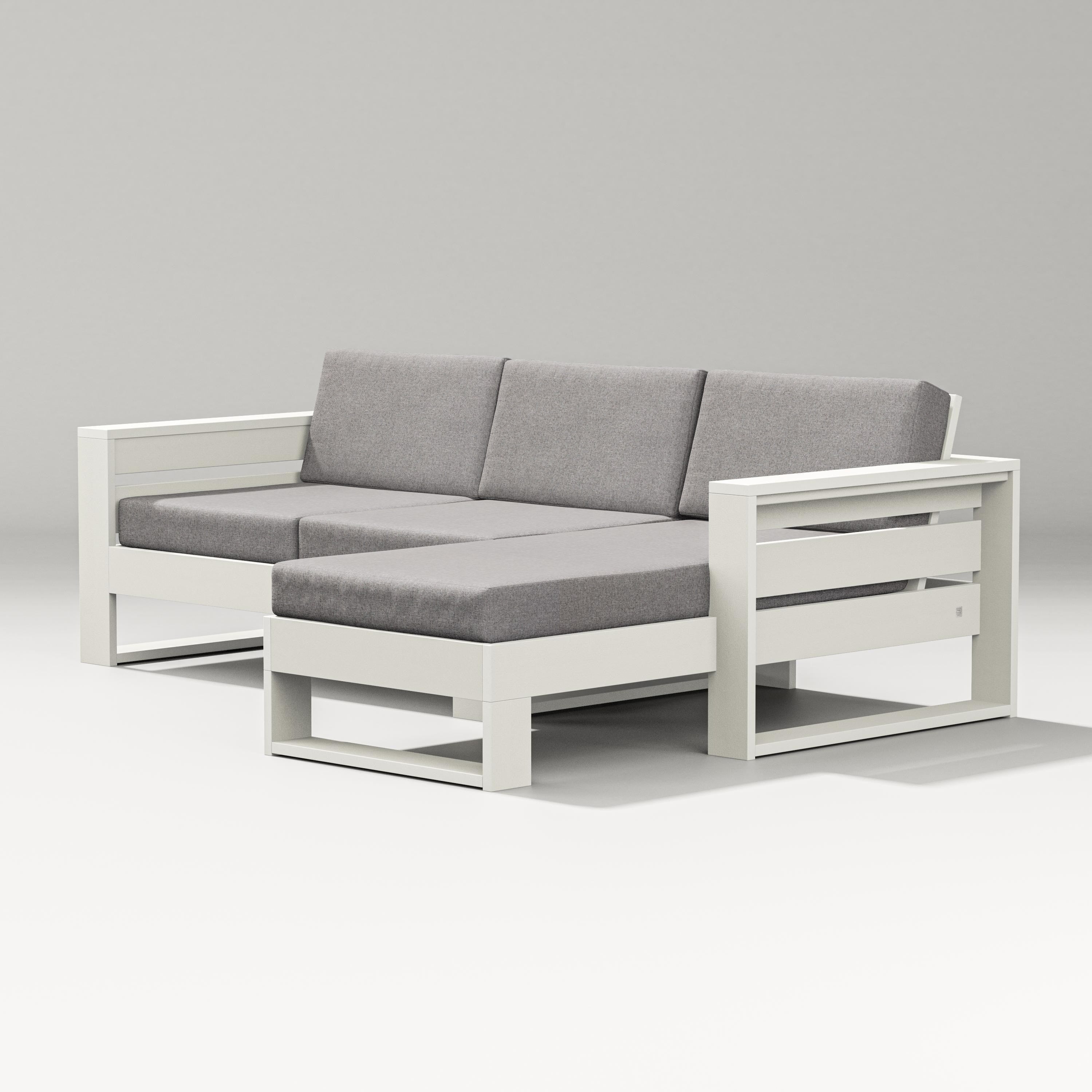 PW Designer Series Latitude Right Chaise Sectional in Vintage White / Grey Mist