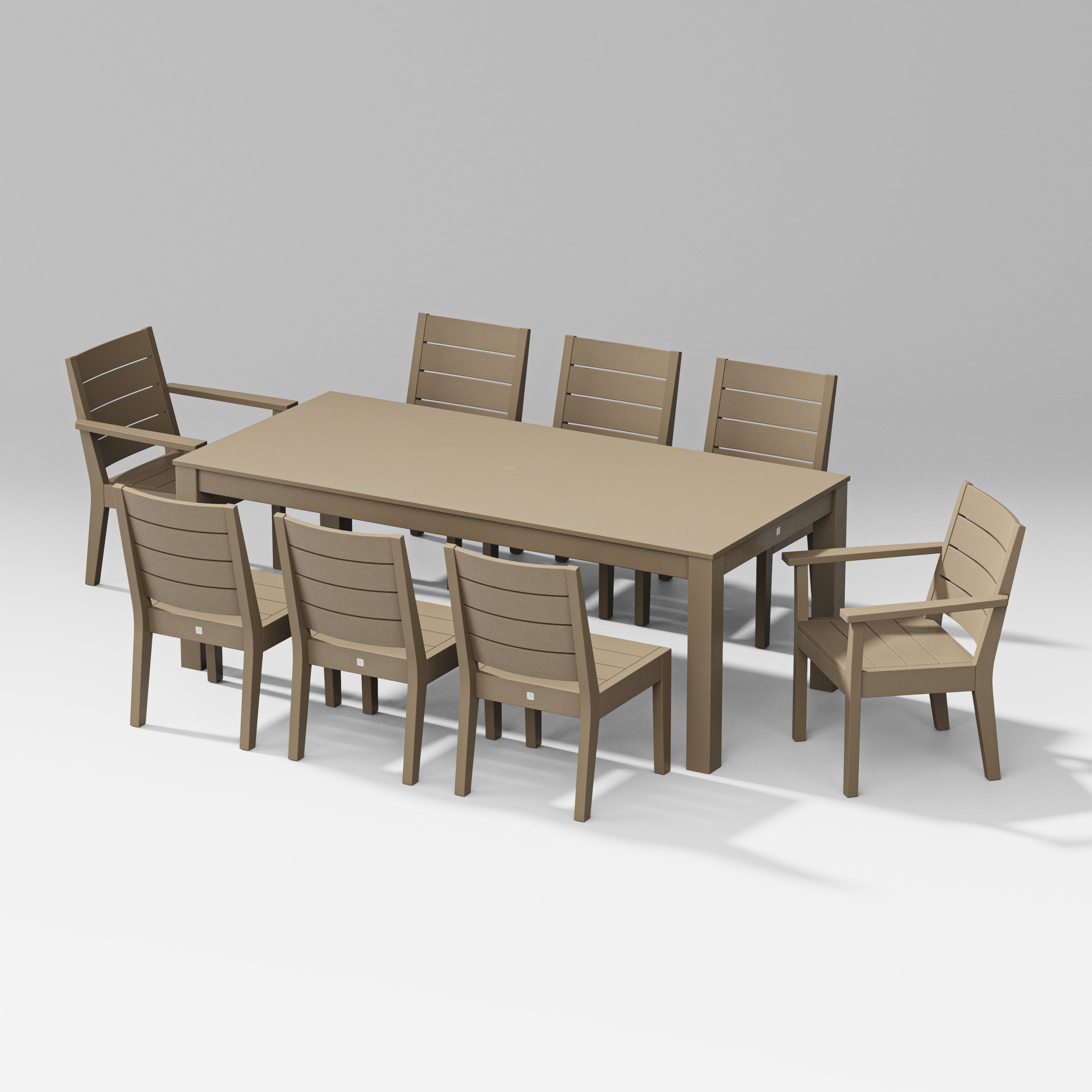 POLYWOOD Latitude 9-Piece Parsons Table Dining Set in Vintage Sahara