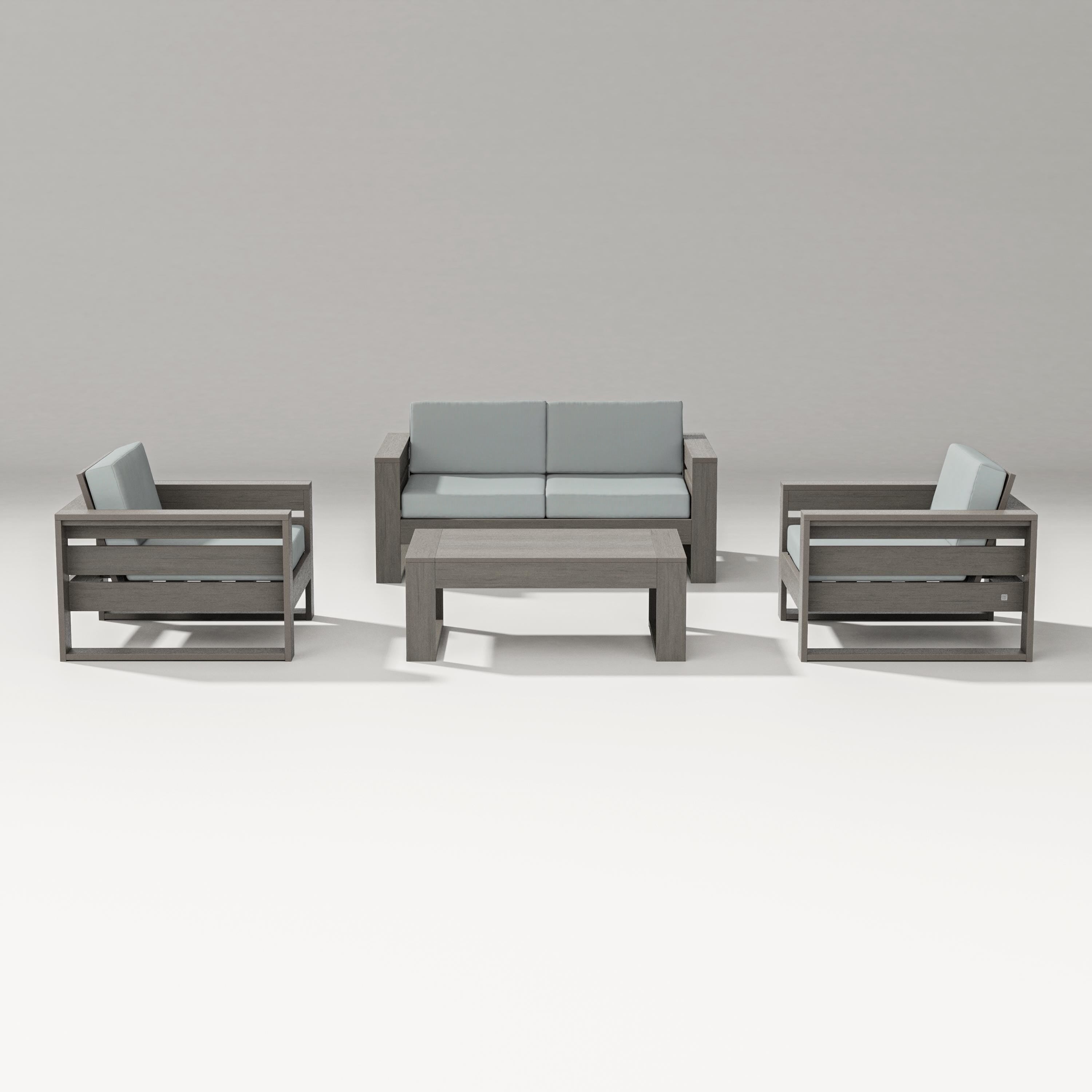 PW Designer Series Latitude 4-Piece Lounge Loveseat Set in Driftwood / Spa