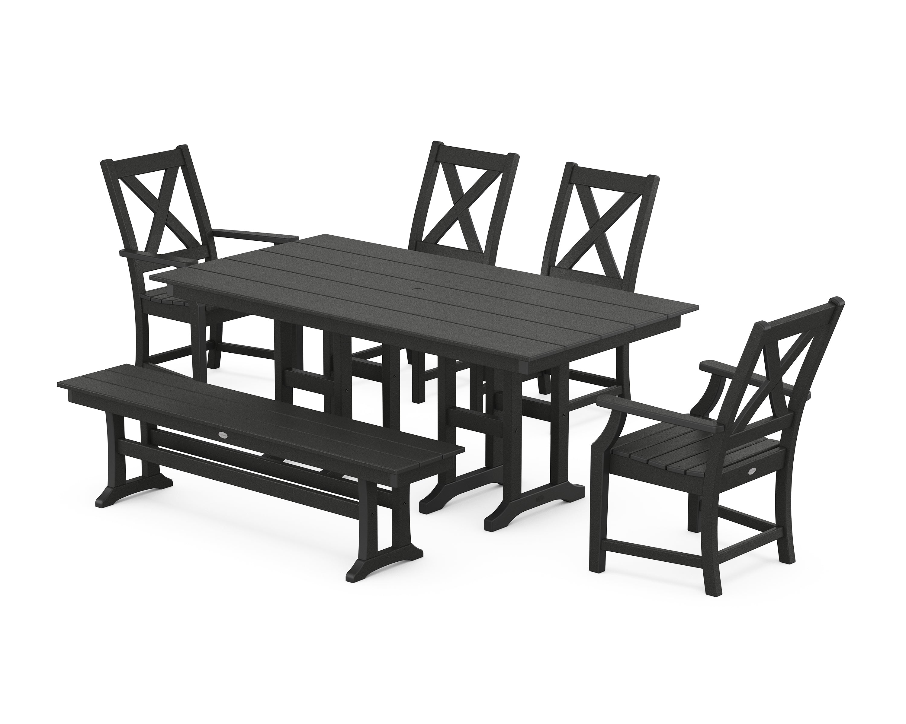 POLYWOOD® Braxton 6-Piece Farmhouse Dining Set in Black