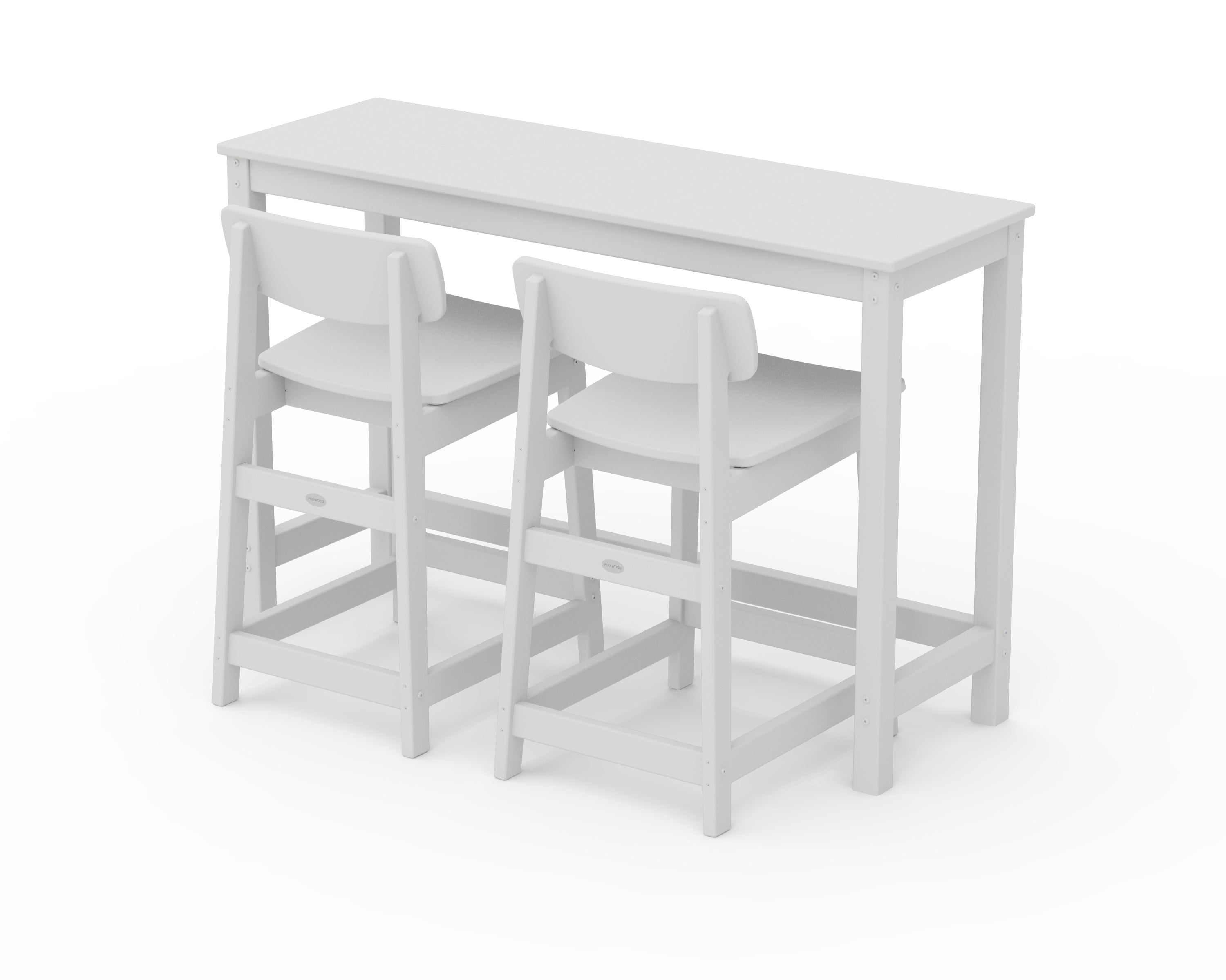 POLYWOOD Modern Studio Urban Lowback Counter Chair 3-Piece Balcony Set in White