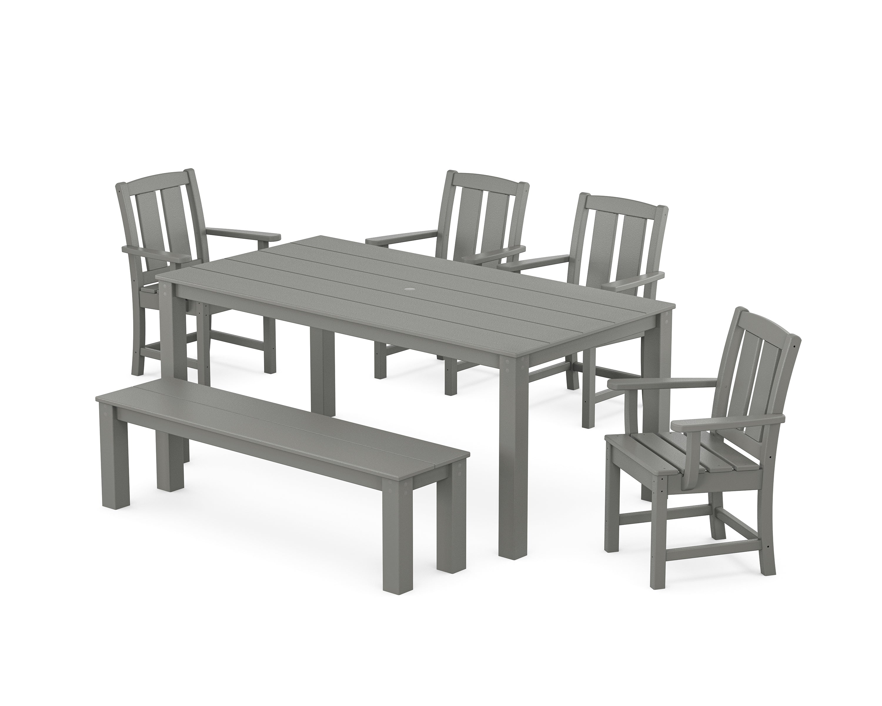 POLYWOOD® Mission 6-Piece Parsons Dining Set with Bench in Slate Grey