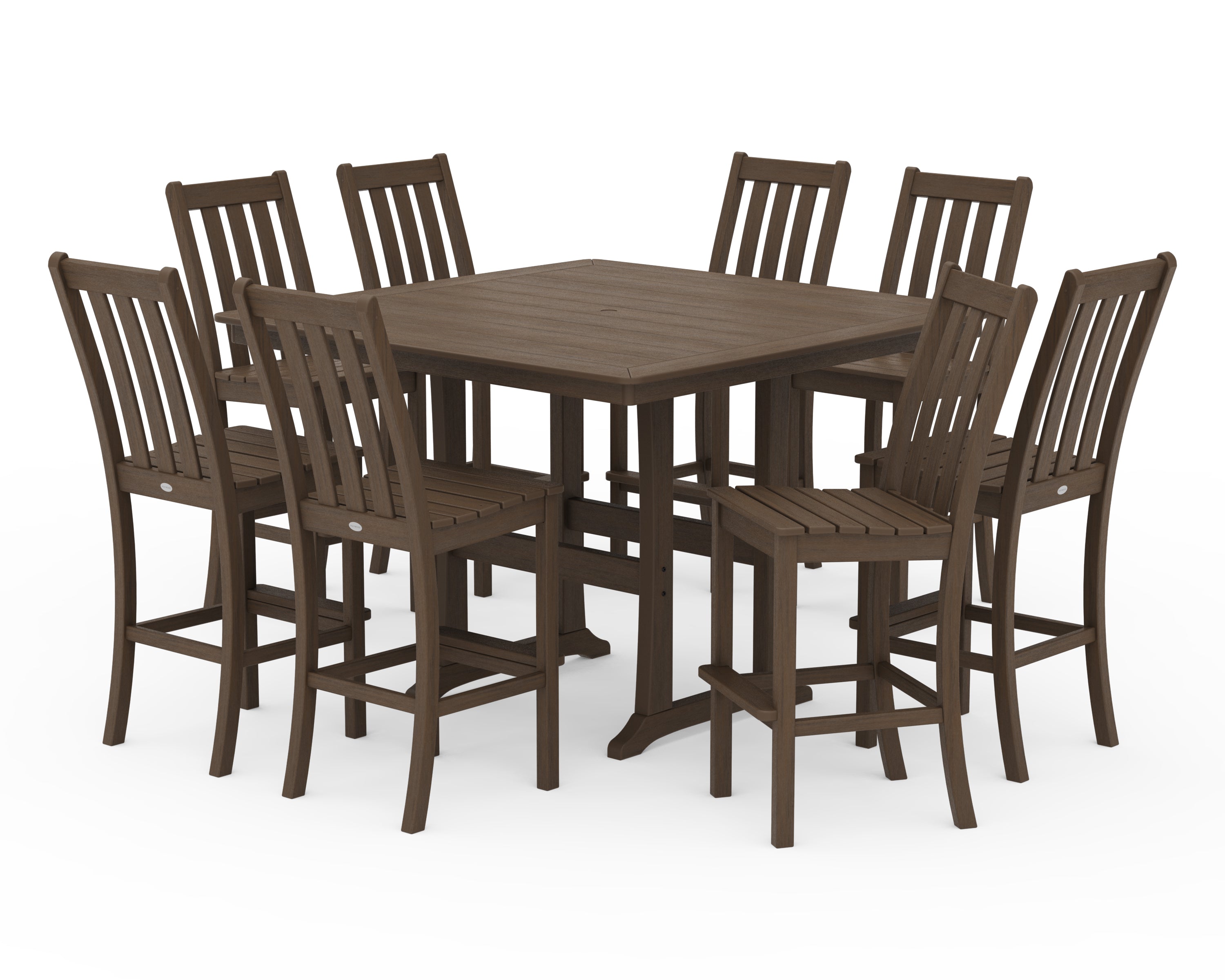 POLYWOOD Vineyard 9-Piece Nautical Trestle Bar Set in Kona