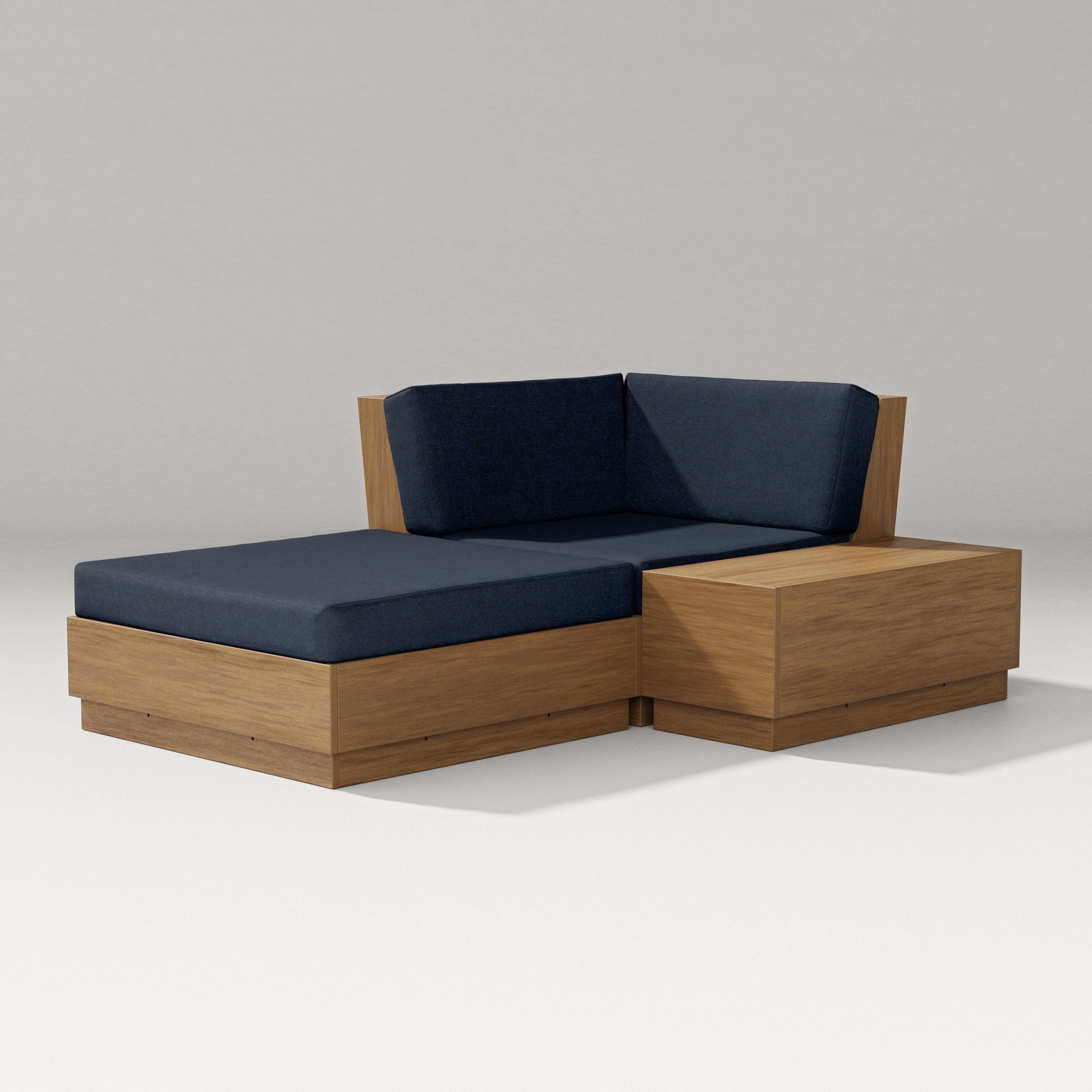 PW Designer Series Elevate Corner Chaise in Natural / Marine Indigo