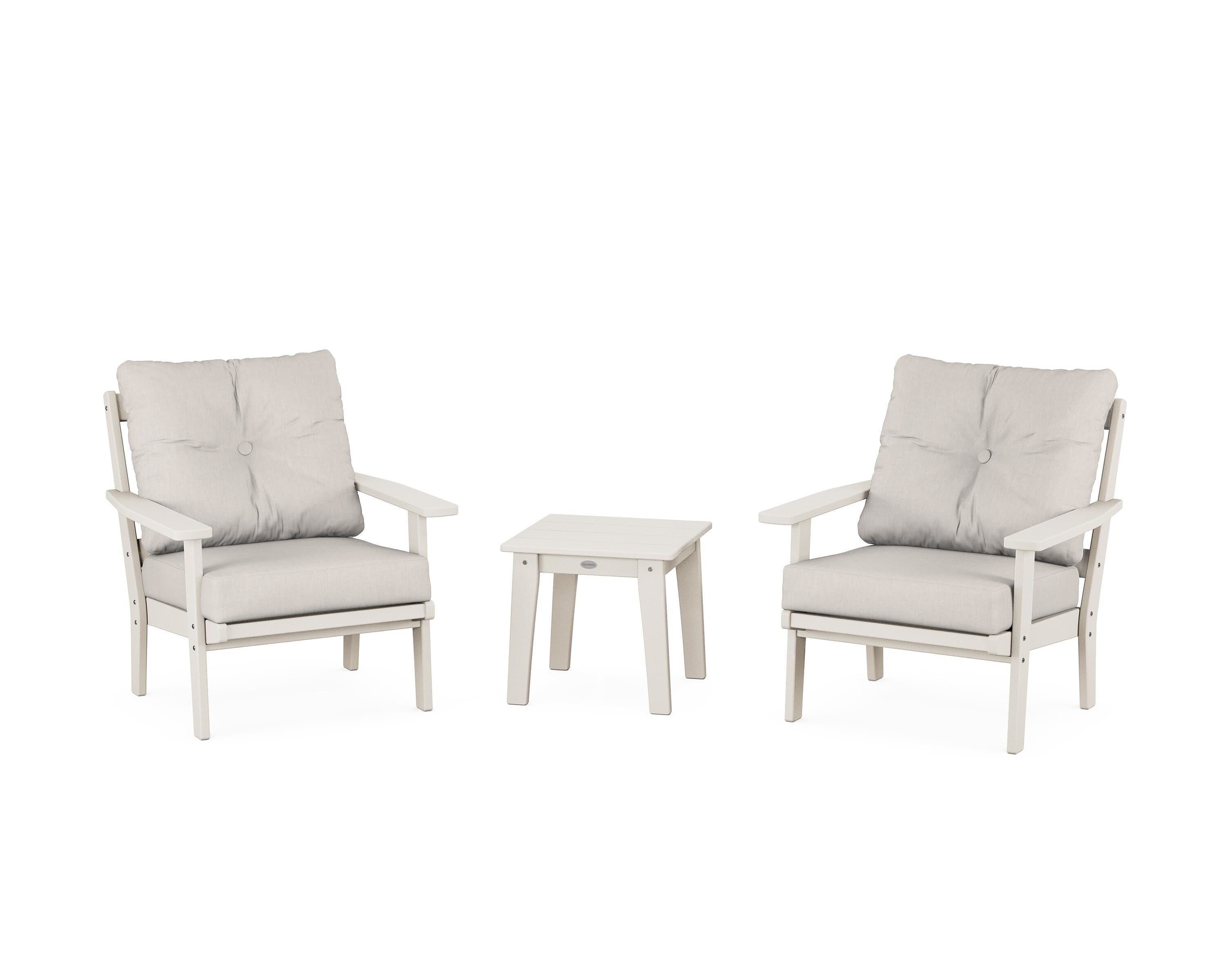 POLYWOOD Oxford 3-Piece Deep Seating Set in Sand / Cast Ash