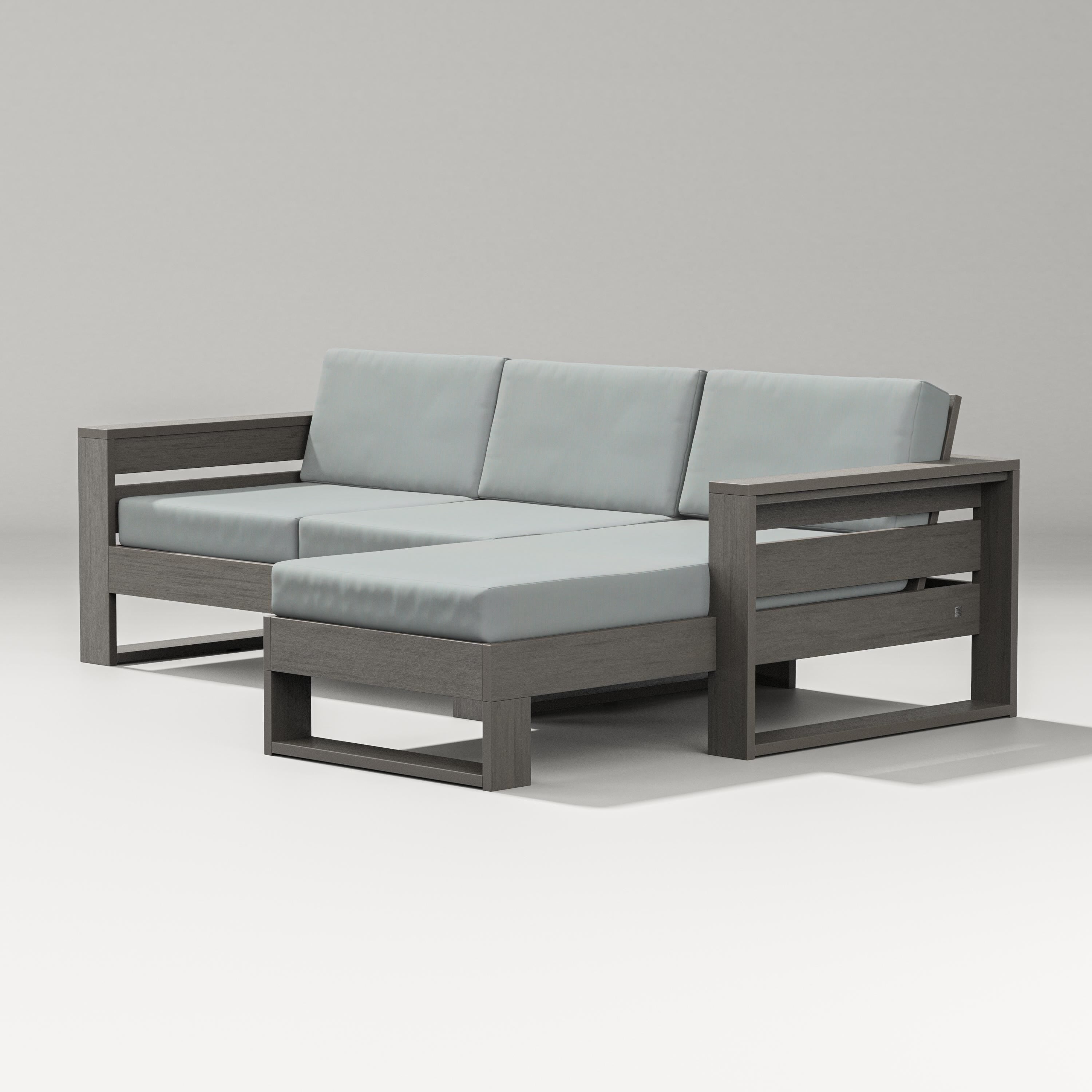 PW Designer Series Latitude Right Chaise Sectional in Driftwood / Spa