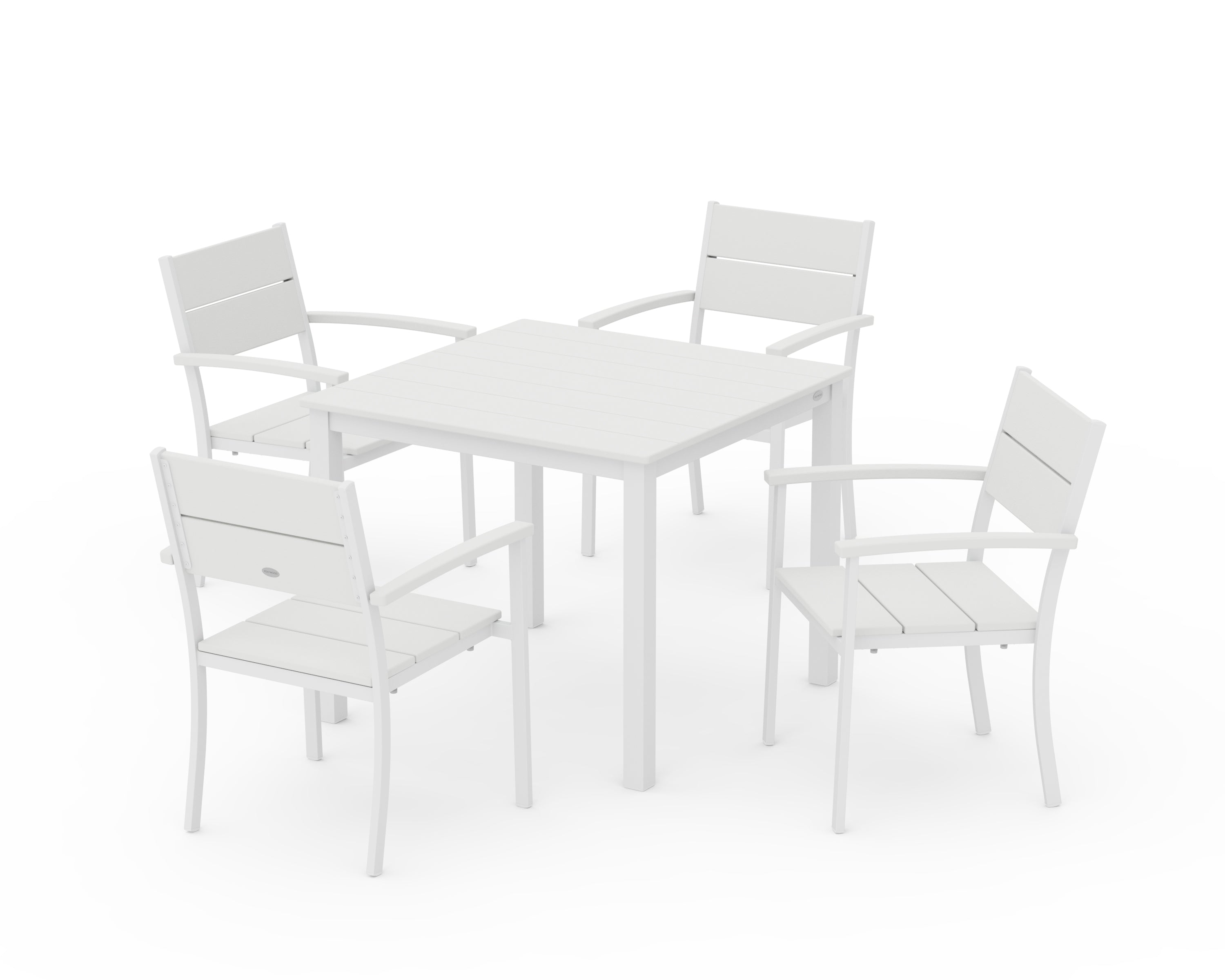 POLYWOOD Main Street 5-Piece Dining Set in White / Vintage White