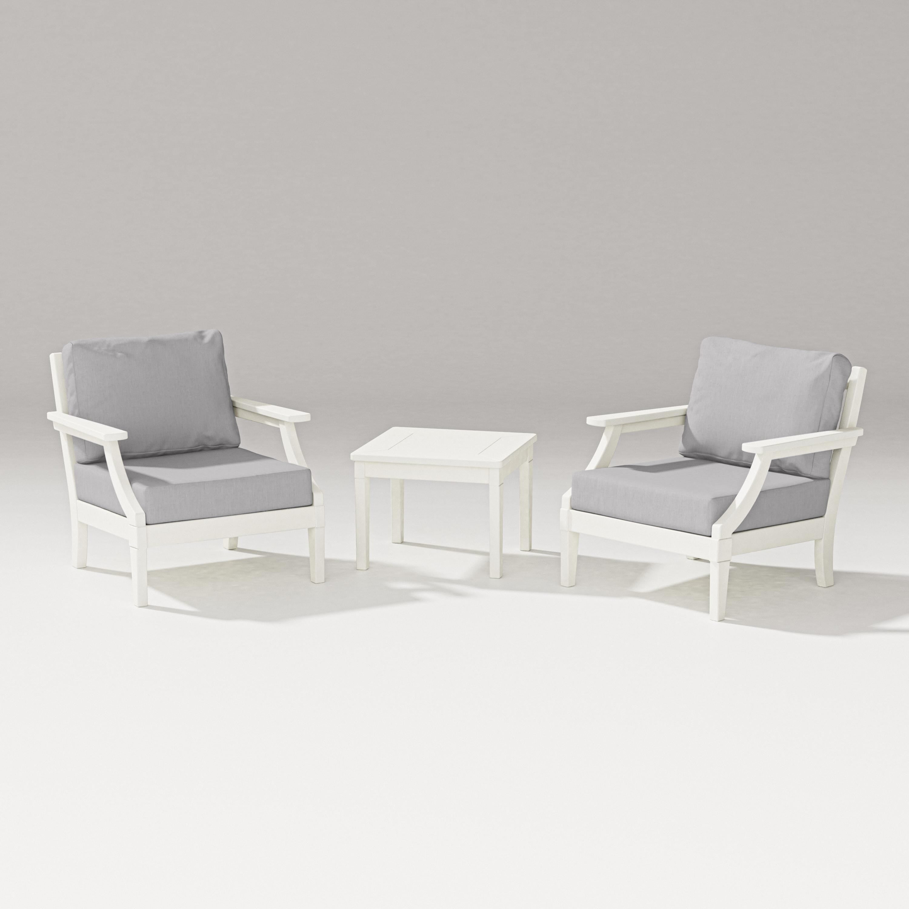 PW Designer Series Estate 3-Piece Lounge Chair Set in Vintage White / Granite