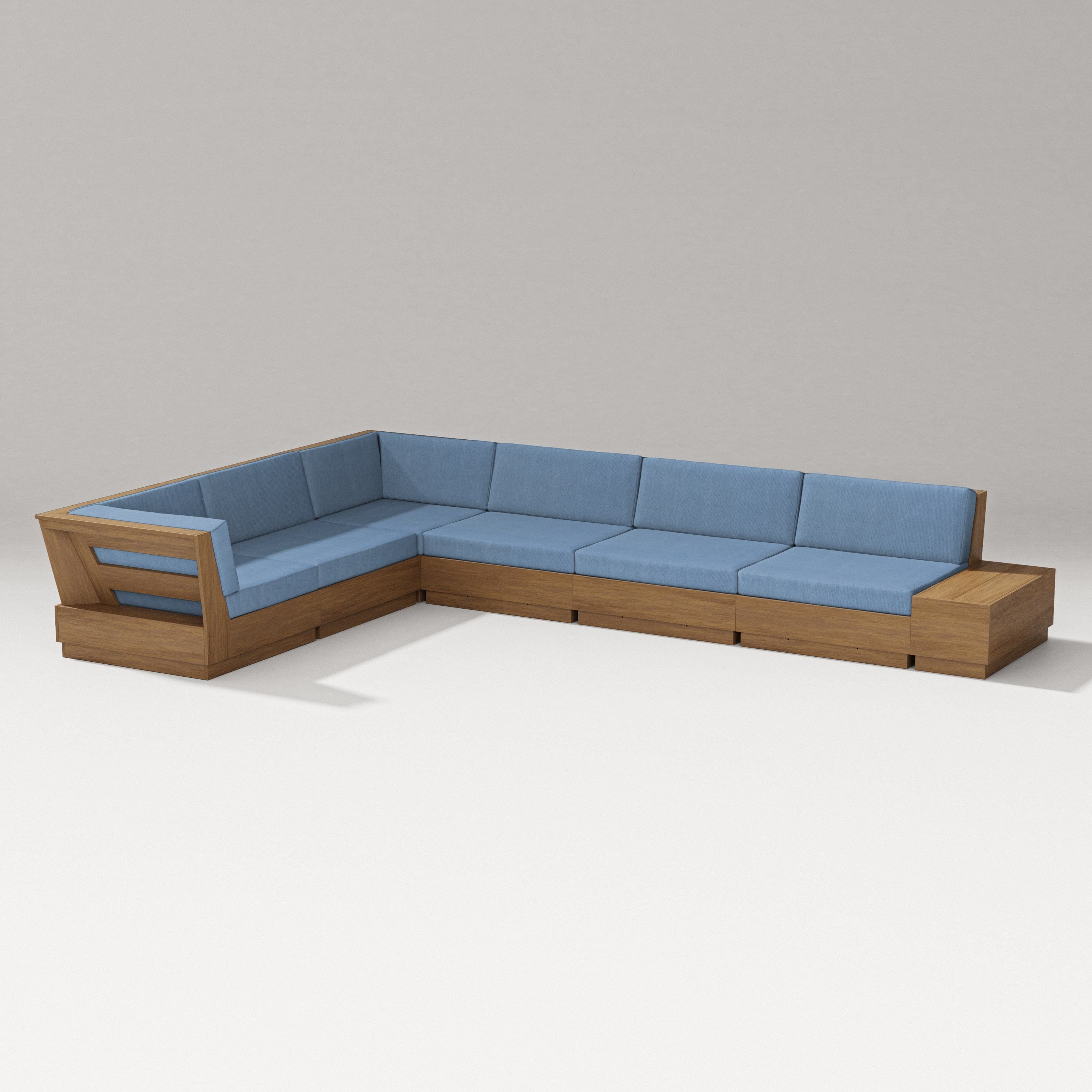 PW Designer Series Elevate 7-Piece Corner Sectional in Natural / Sky Blue