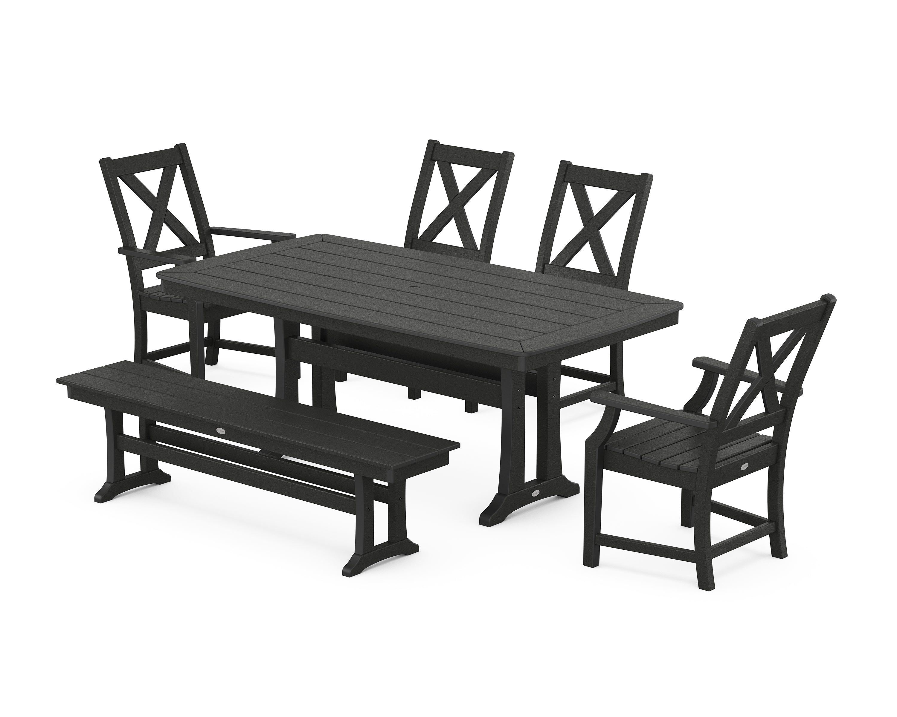 POLYWOOD® Braxton 6-Piece Dining Set with Trestle Legs in Black