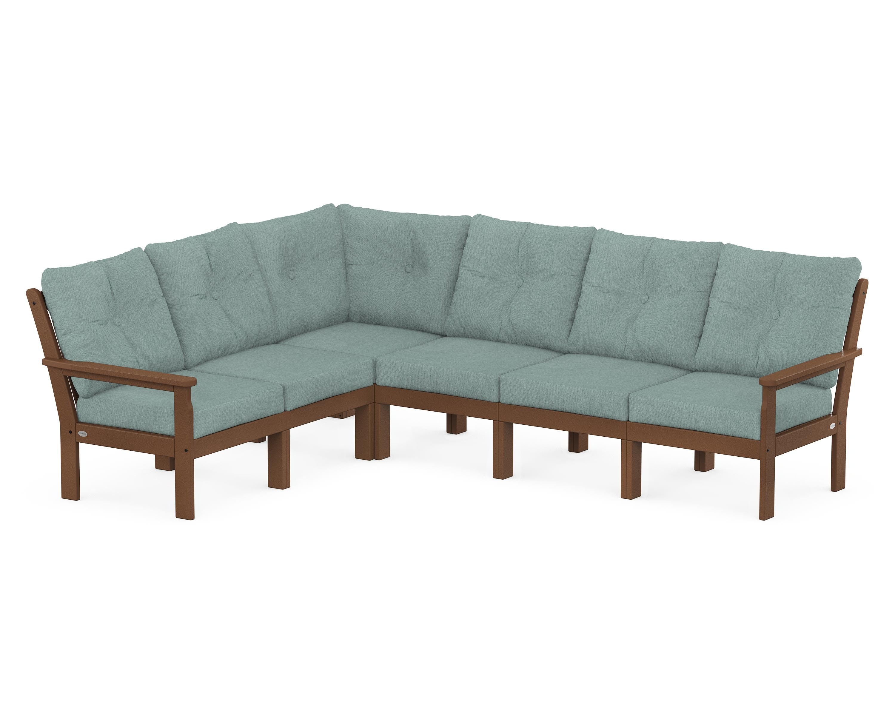 POLYWOOD Vineyard 6-Piece Sectional in Teak / Glacier Spa