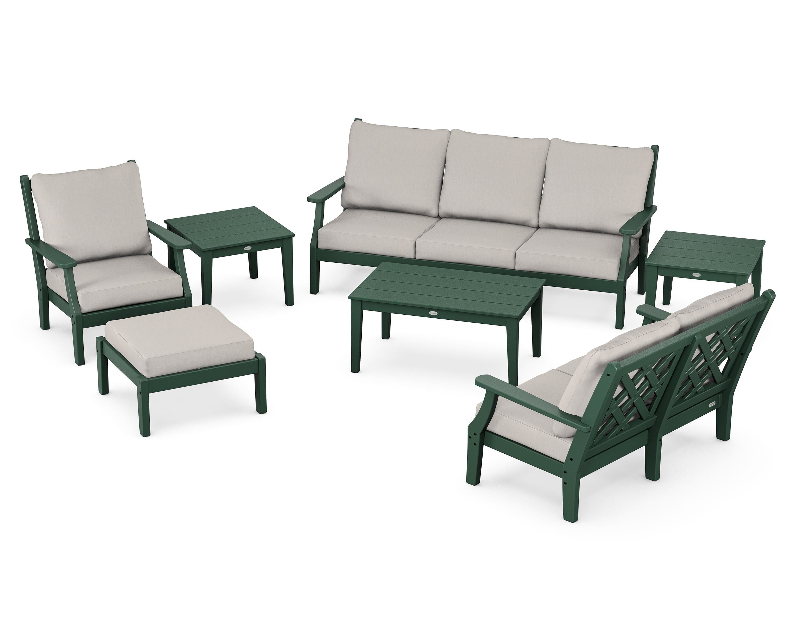 Country Living Wovendale 7-Piece Deep Seating Set in Green / Cast Ash